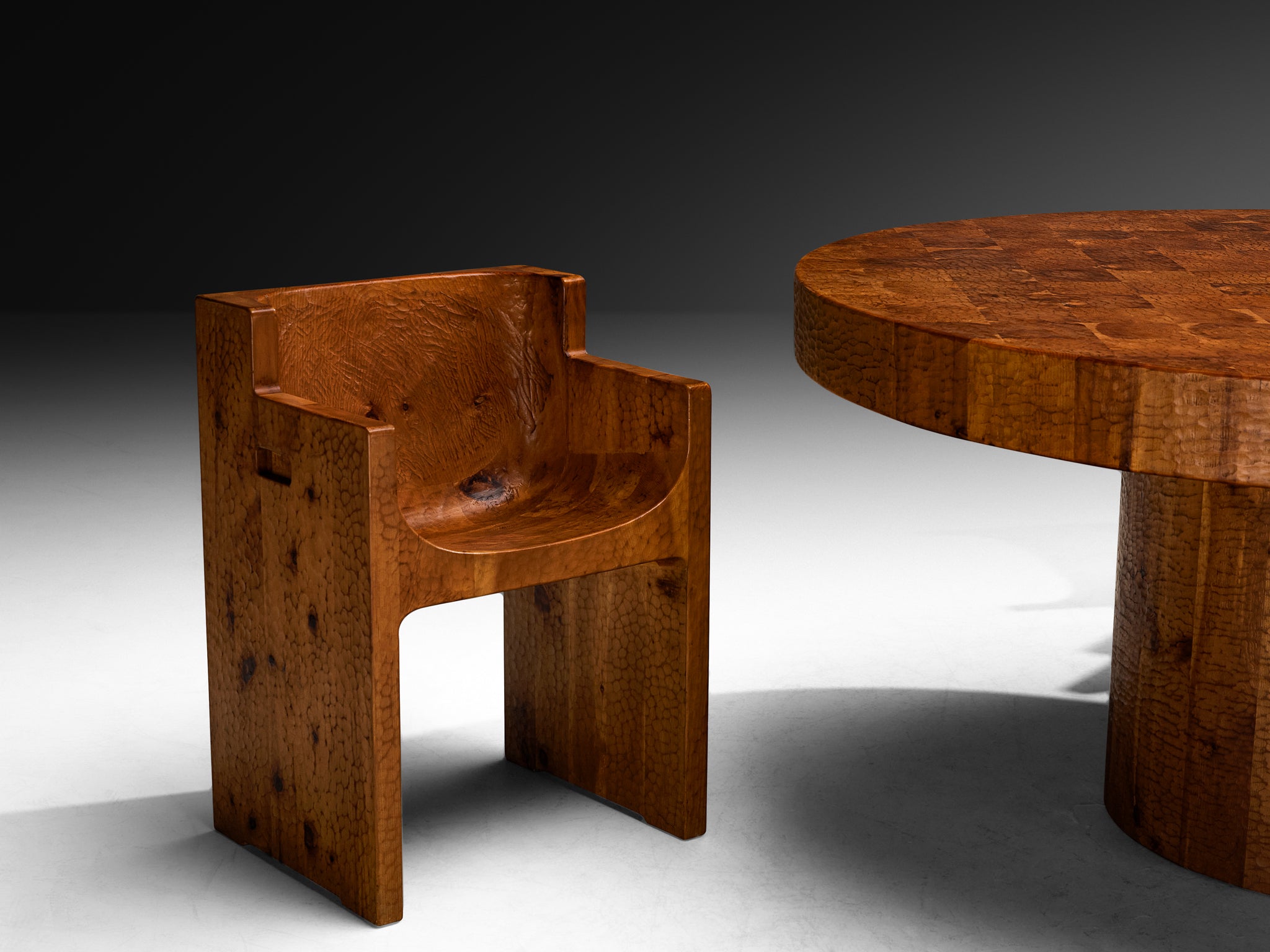 Giuseppe Rivadossi for Officina Rivadossi Dining Set in Carved Pine