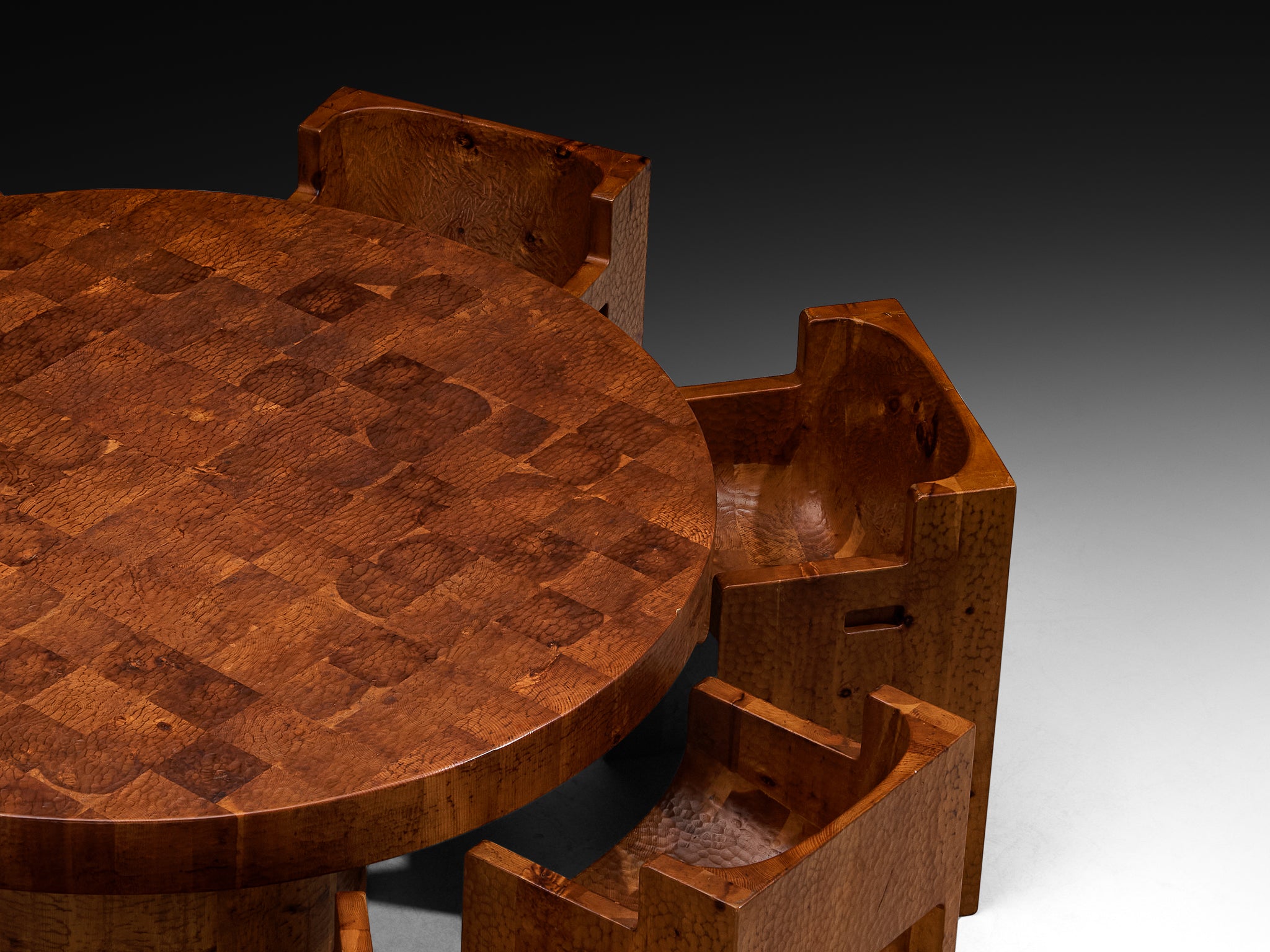 Giuseppe Rivadossi for Officina Rivadossi Dining Set in Carved Pine