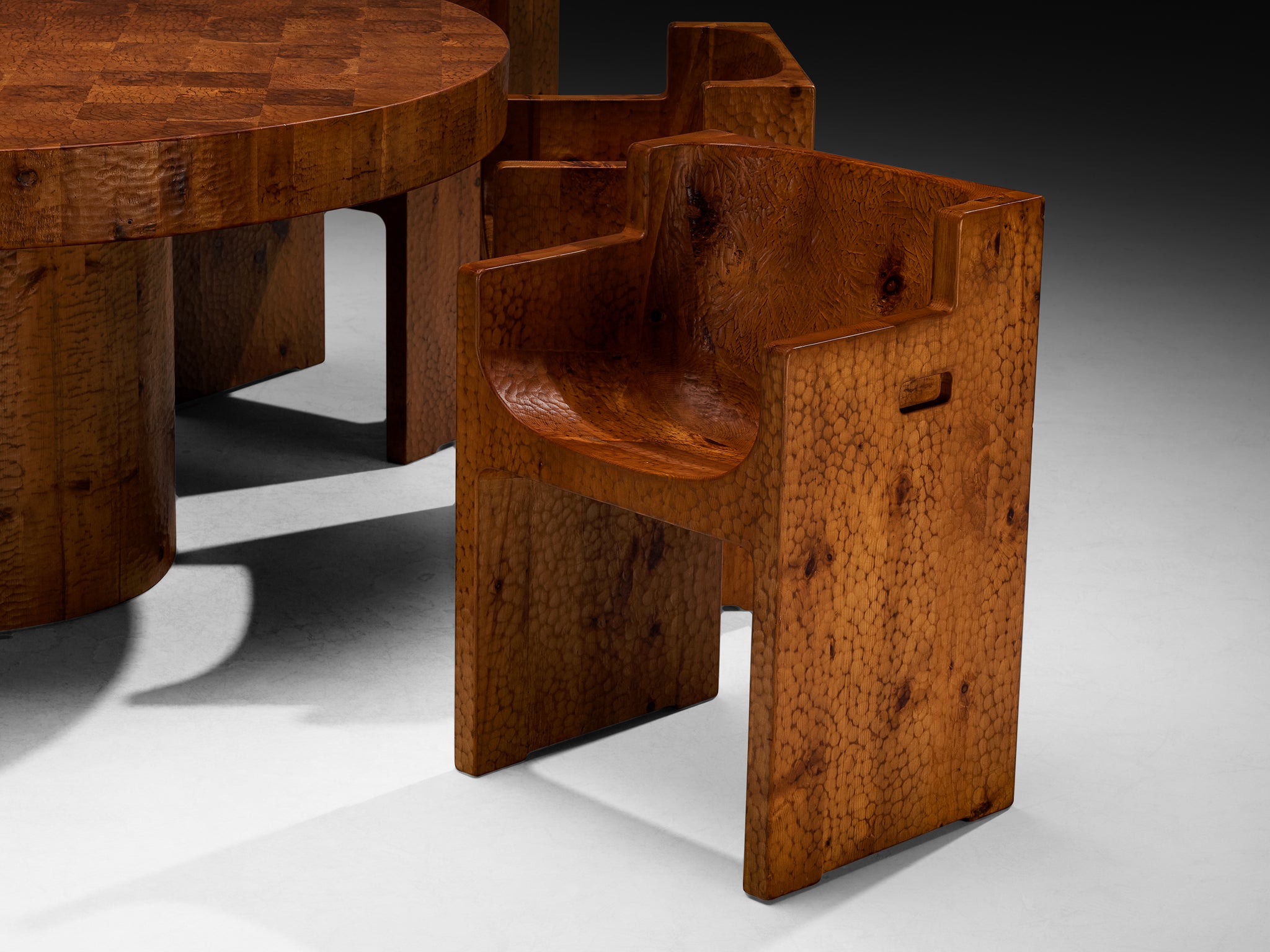 Giuseppe Rivadossi for Officina Rivadossi Dining Set in Carved Pine