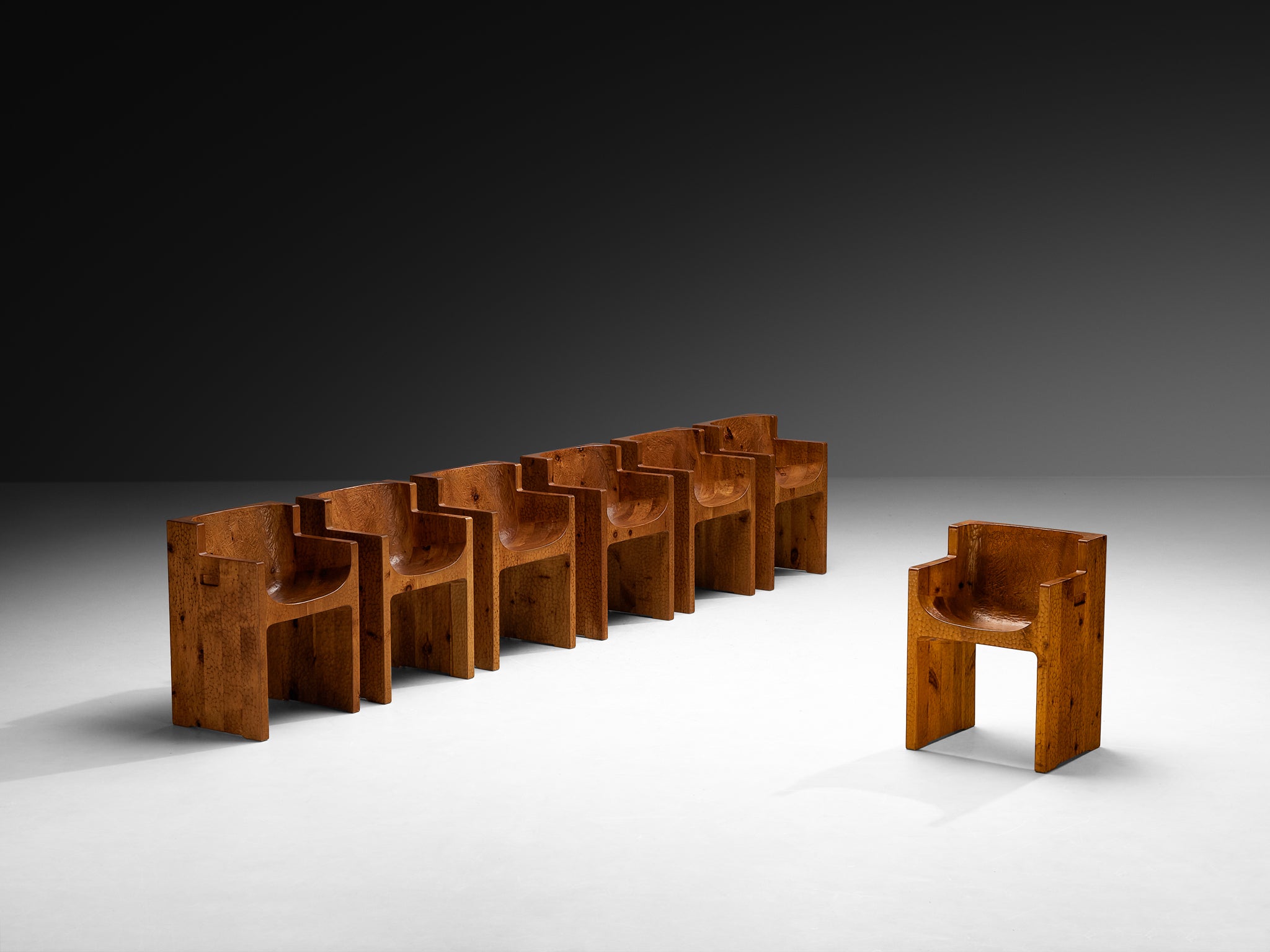 Giuseppe Rivadossi for Officina Rivadossi Dining Set in Carved Pine