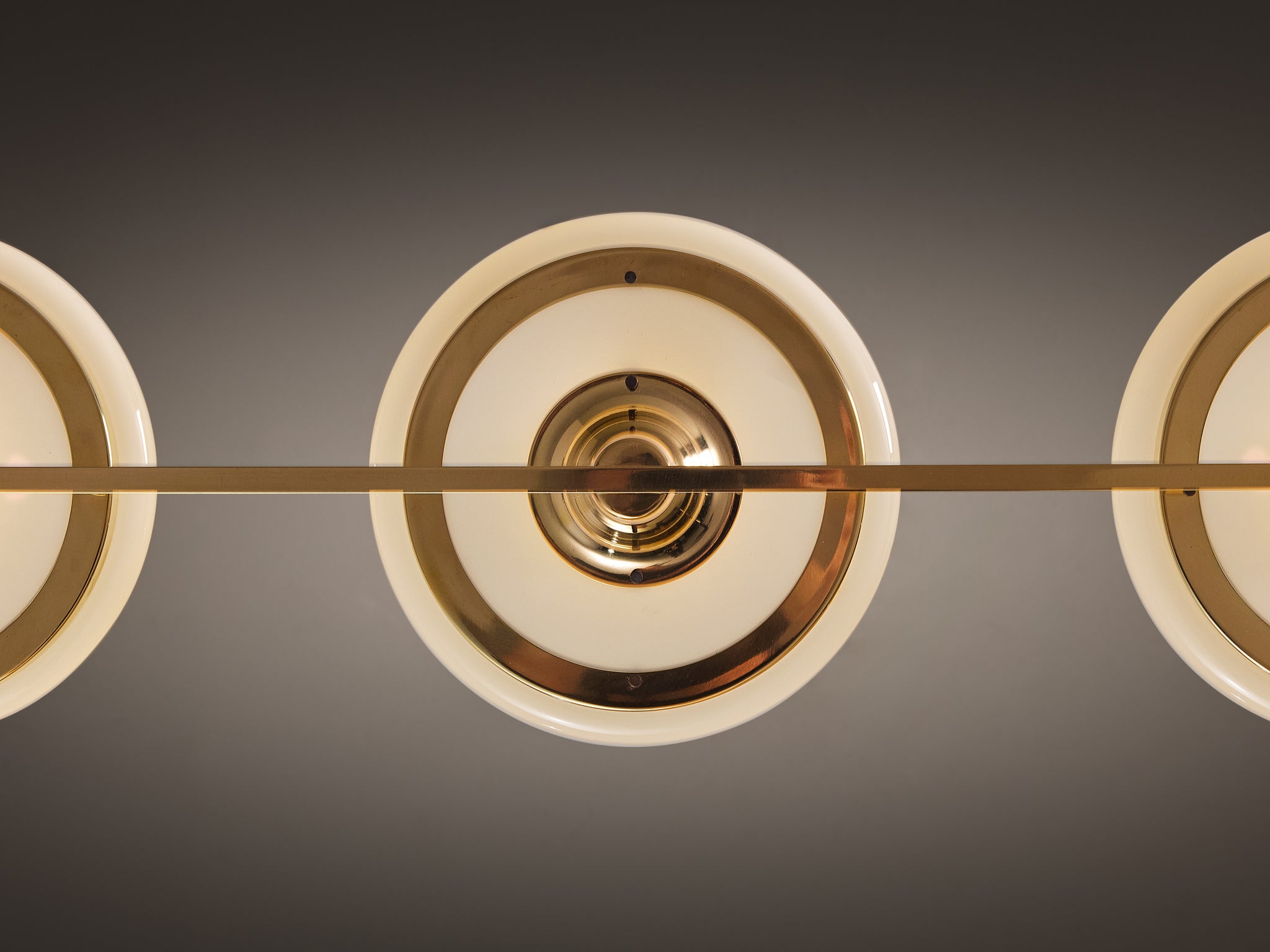 Hans-Agne Jakobsson 'C1280' Chandelier in Brass and White Glass 8.2ft Lighting Morentz