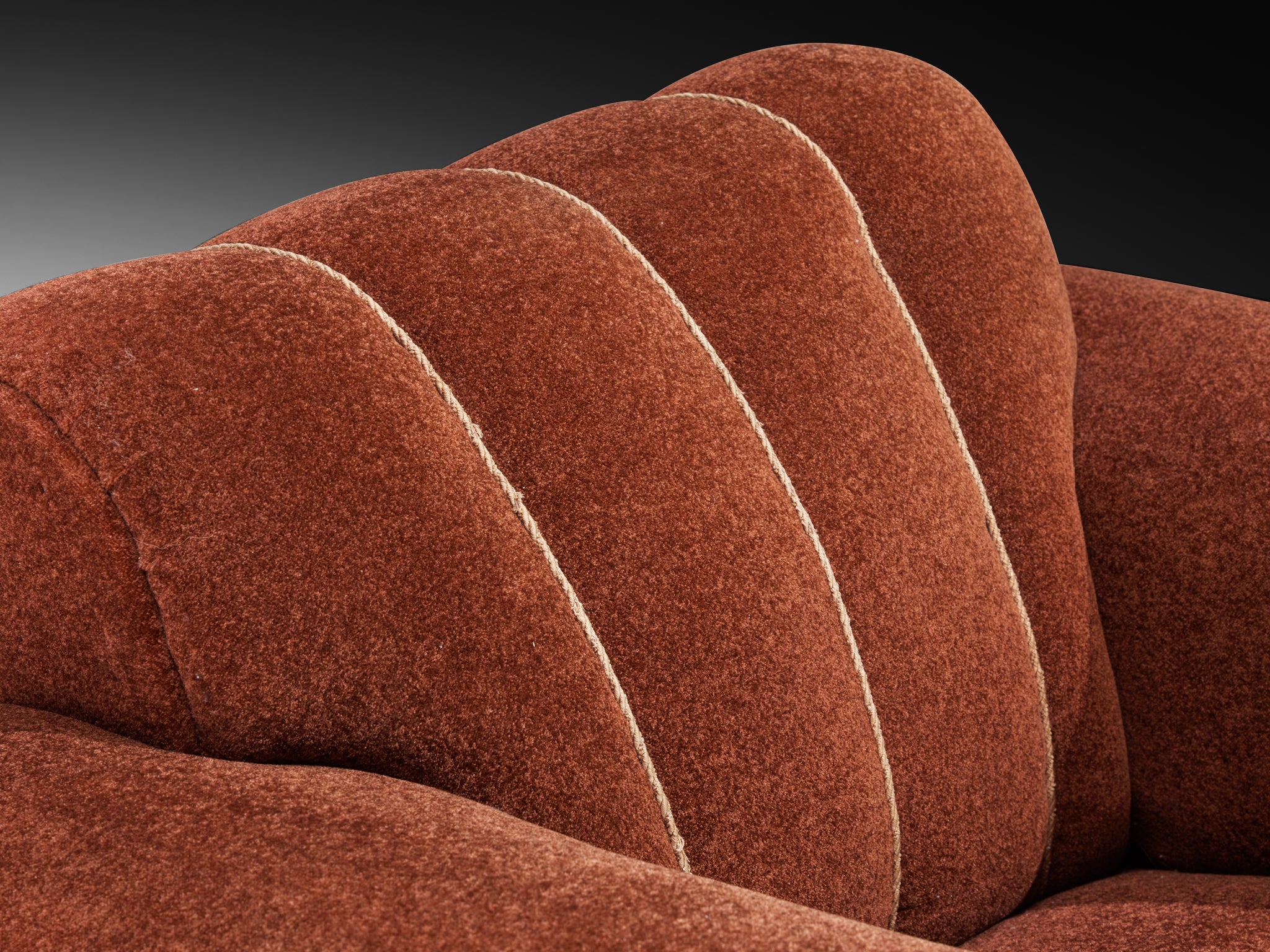 Voluminous Lounge Chair in Burnt Orange Upholstery Seating Morentz