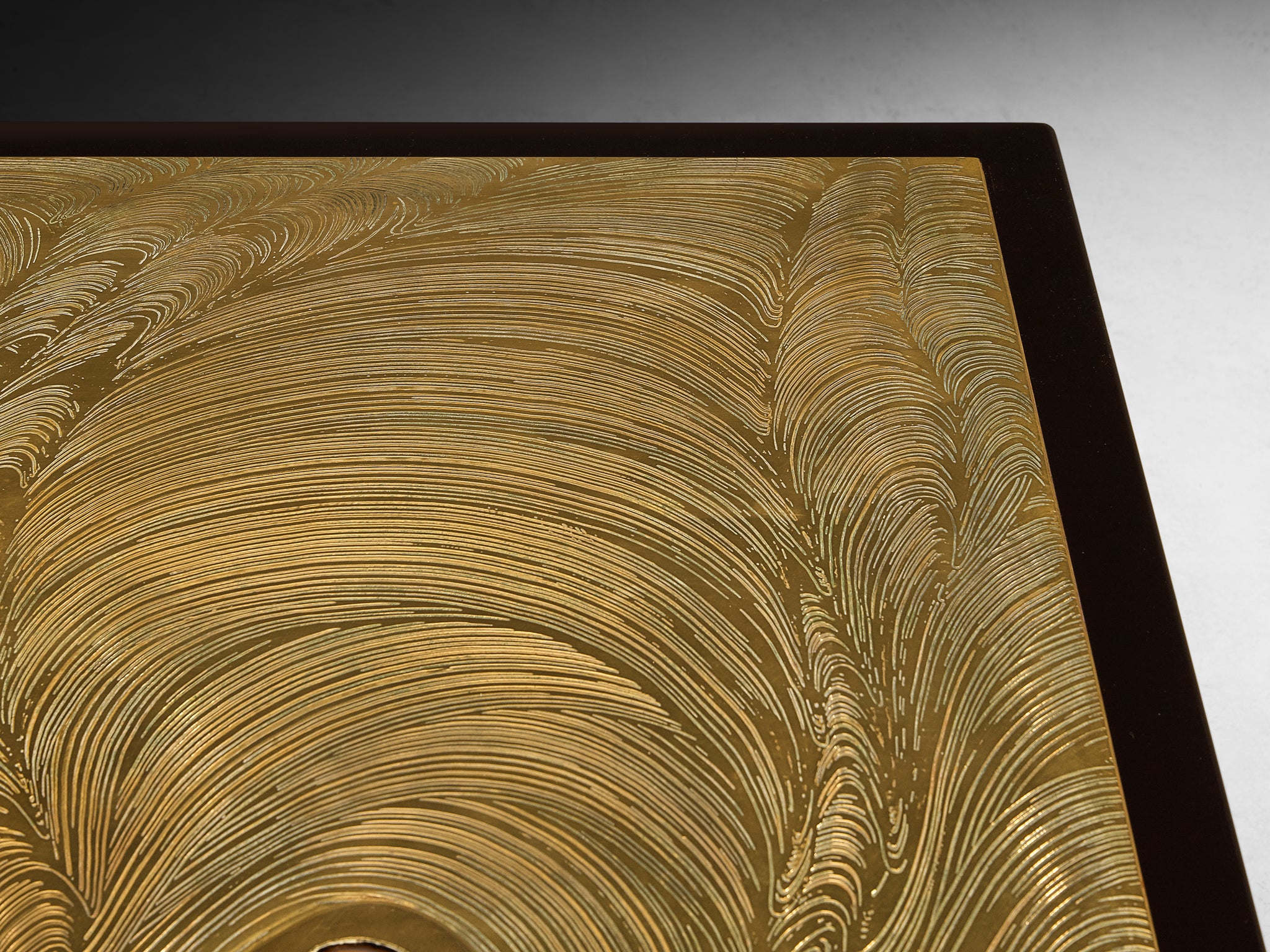 Jean Claude Dresse Coffee Table in Brass Inlayed with Agate Tables Morentz