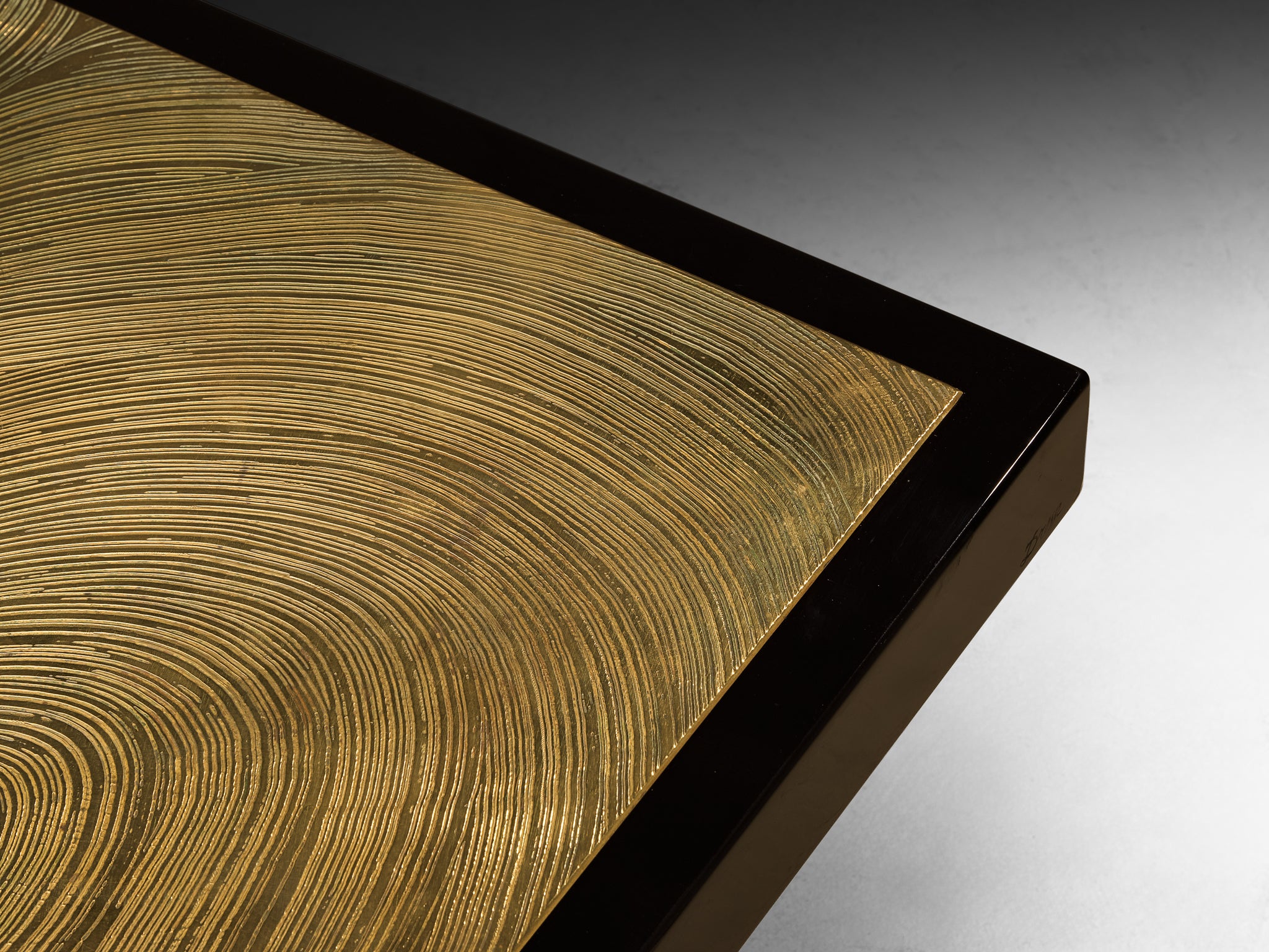 Jean Claude Dresse Coffee Table in Brass Inlayed with Agate Tables Morentz