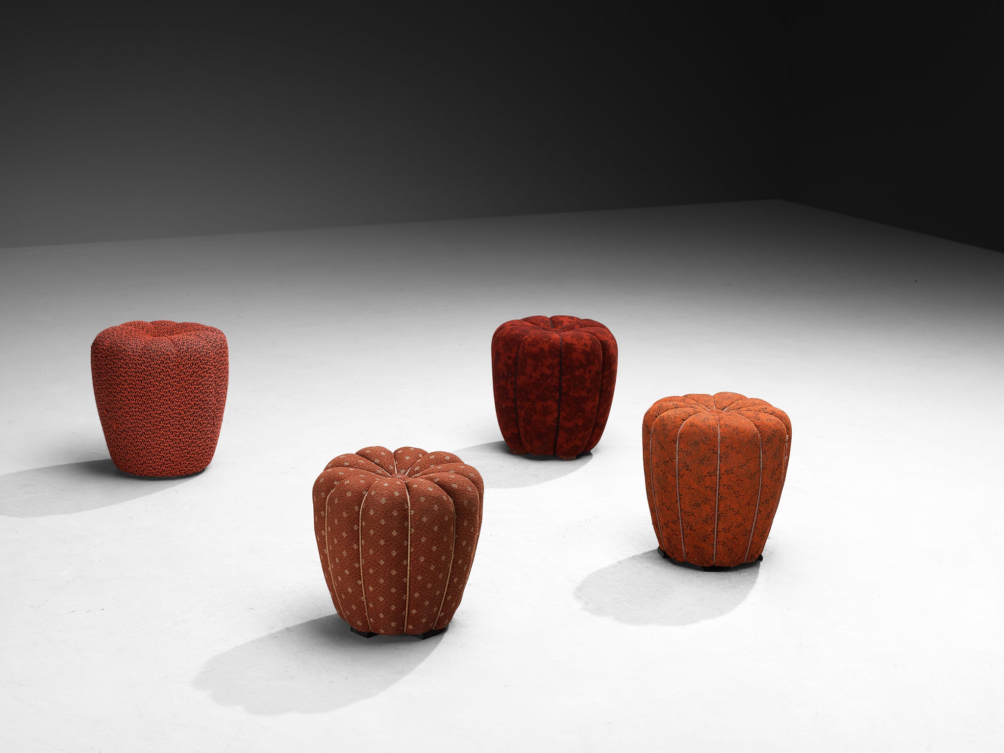 Jindrich Halabala Stools in Decorative Upholstery