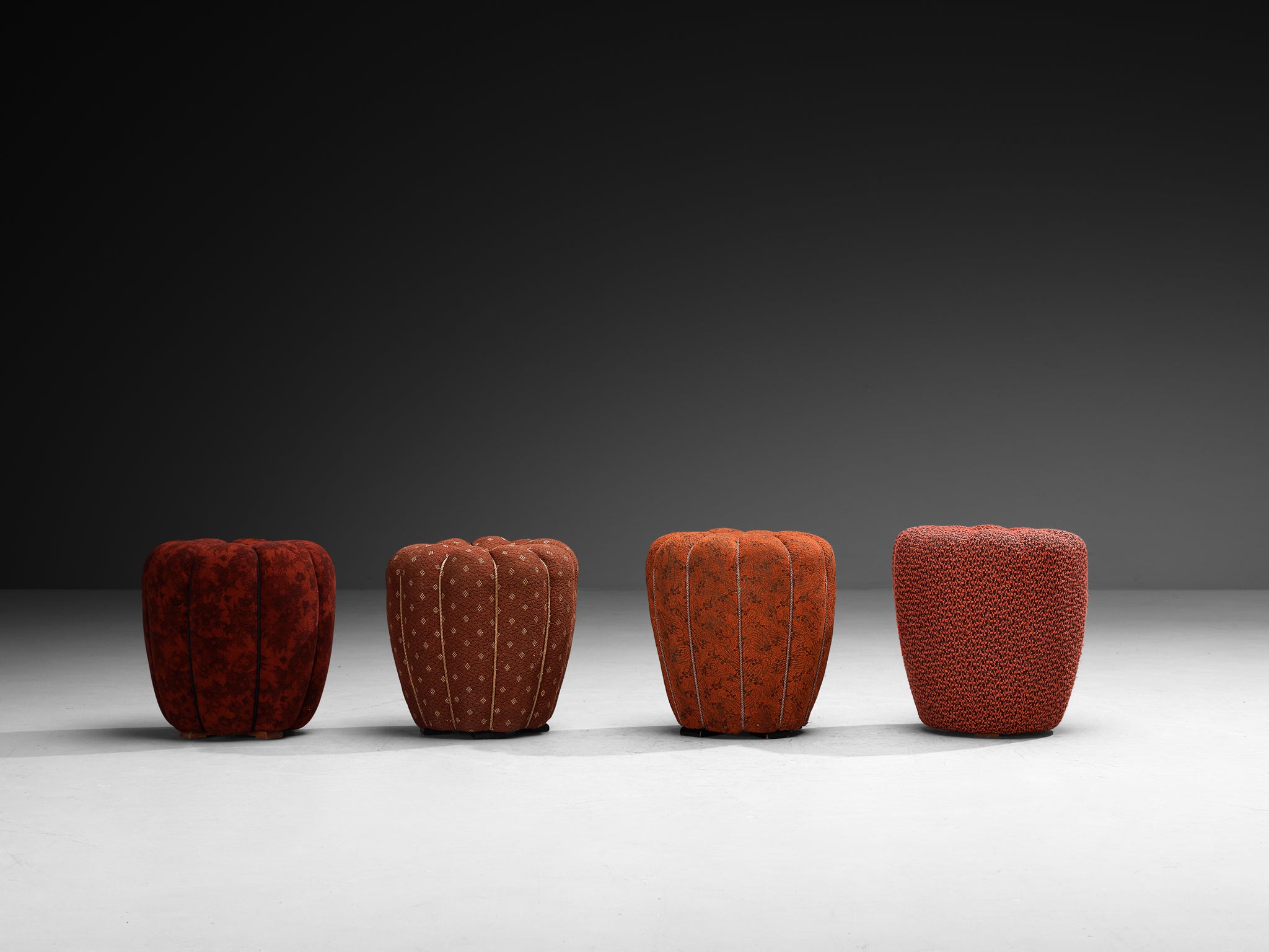 Jindrich Halabala Stools in Decorative Upholstery Seating Morentz