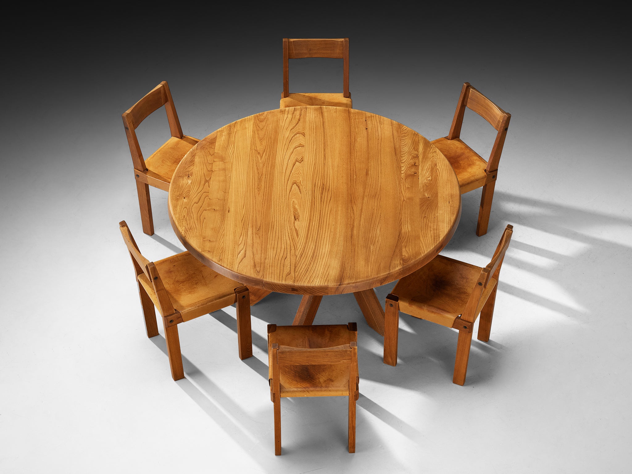 Pierre Chapo Dining Room Set with 'T21 D' Table and 'S24' Chairs Tables Morentz