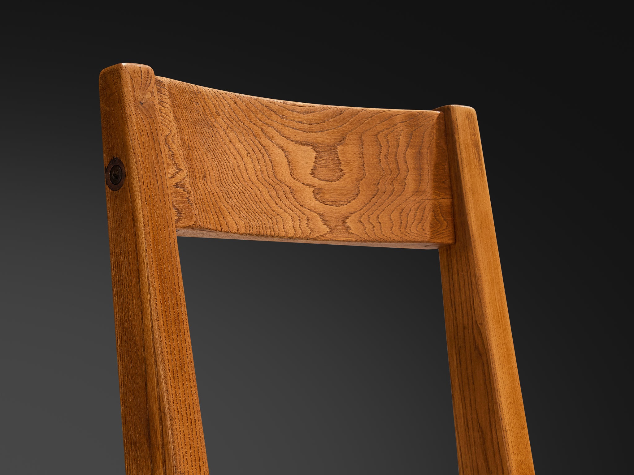 Pierre Chapo Set of Ten 'S24' Dining Chairs in Elm and Canvas Seating Morentz