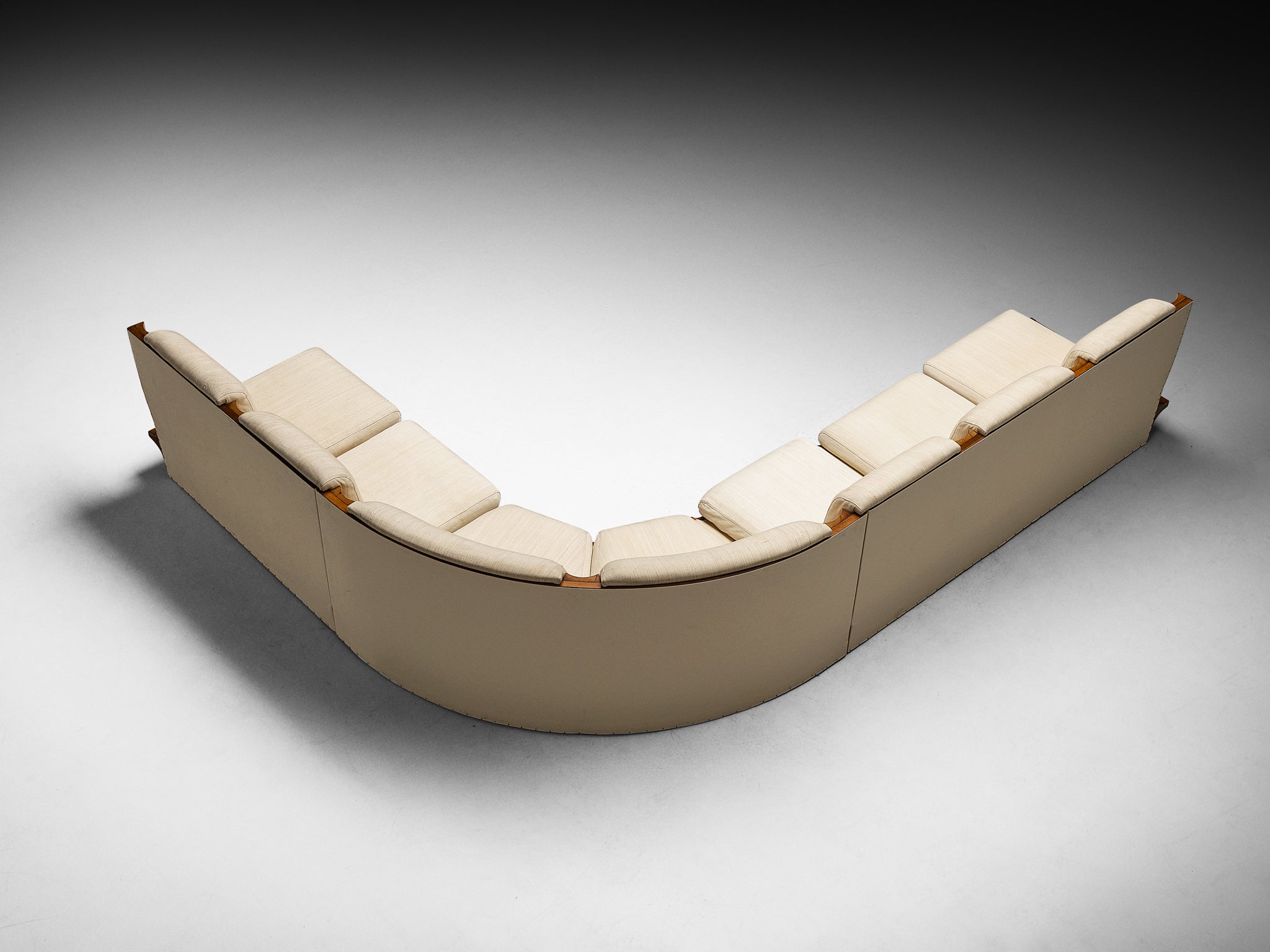 Italian Mid-Century Modern Corner Sofa in Walnut Seating Morentz