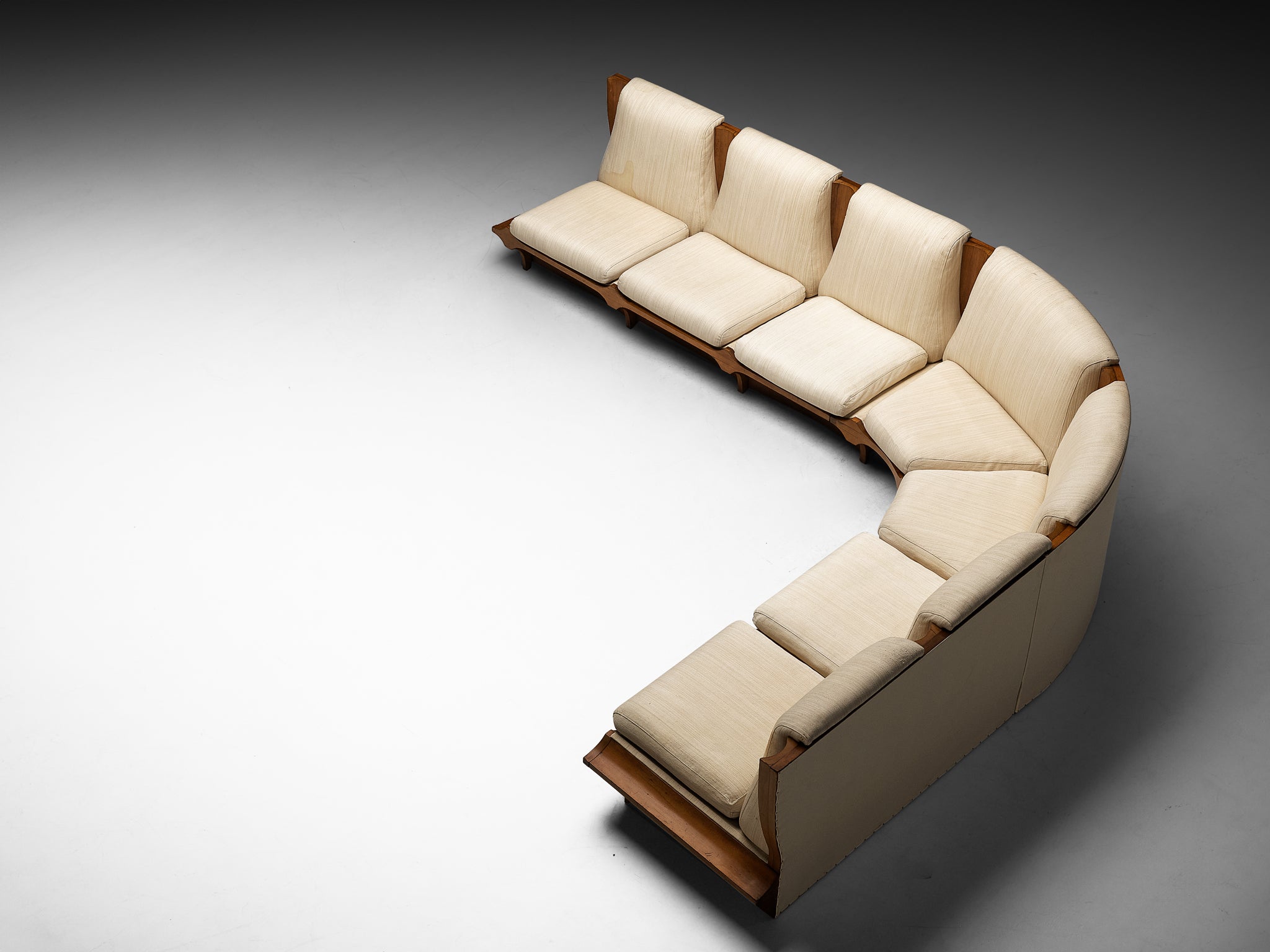 Italian Mid-Century Modern Corner Sofa in Walnut Seating Morentz