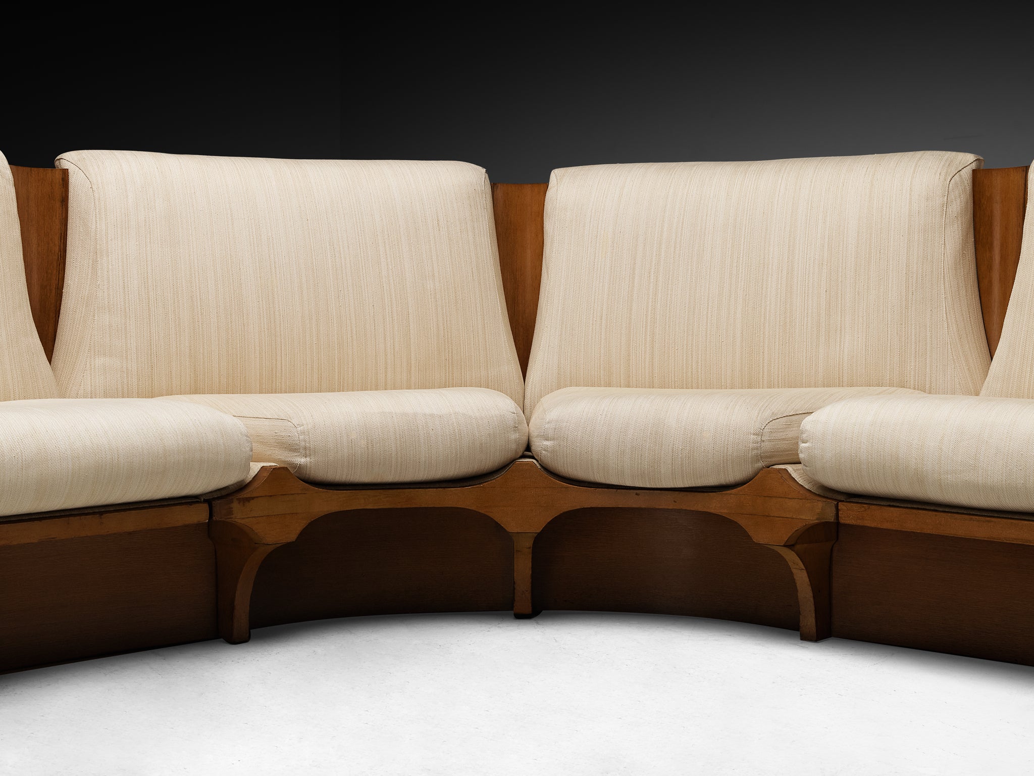 Italian Mid-Century Modern Corner Sofa in Walnut Seating Morentz