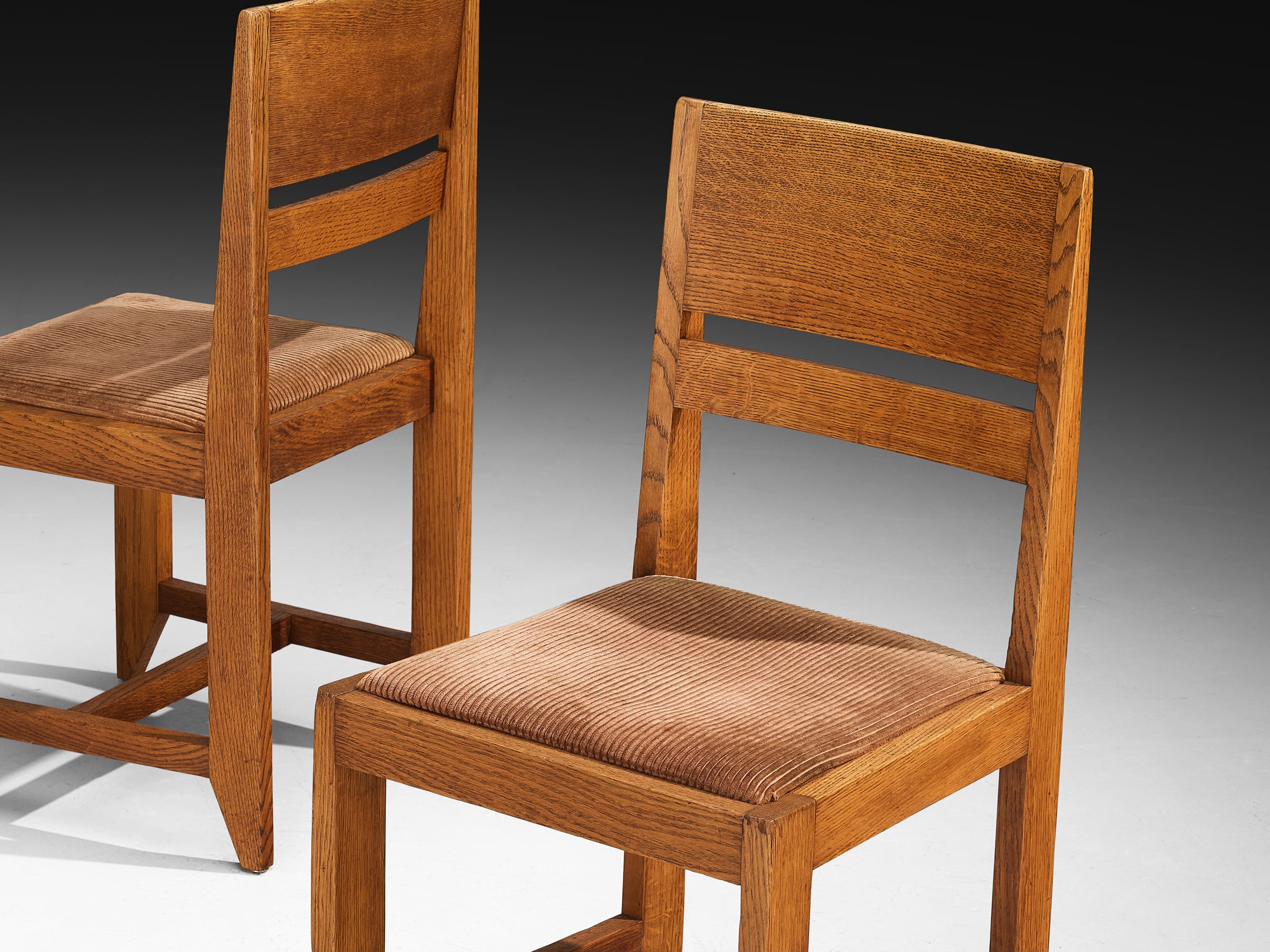 Hendrik Wouda for H. Pander & Zn Set of Four Chairs in Oak Seating Morentz