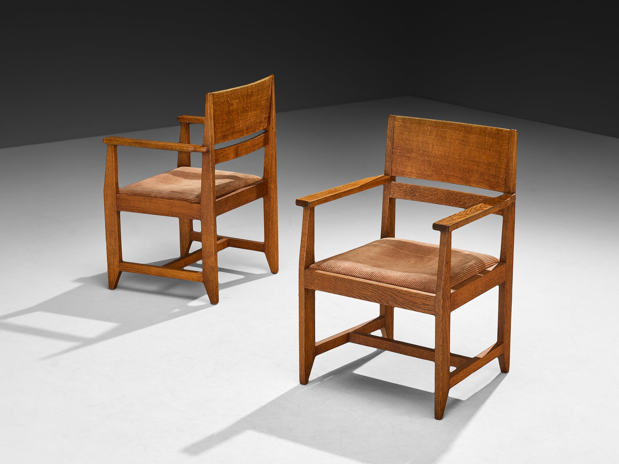 Hendrik Wouda for H. Pander & Zn Pair of Armchairs in Oak Seating Morentz