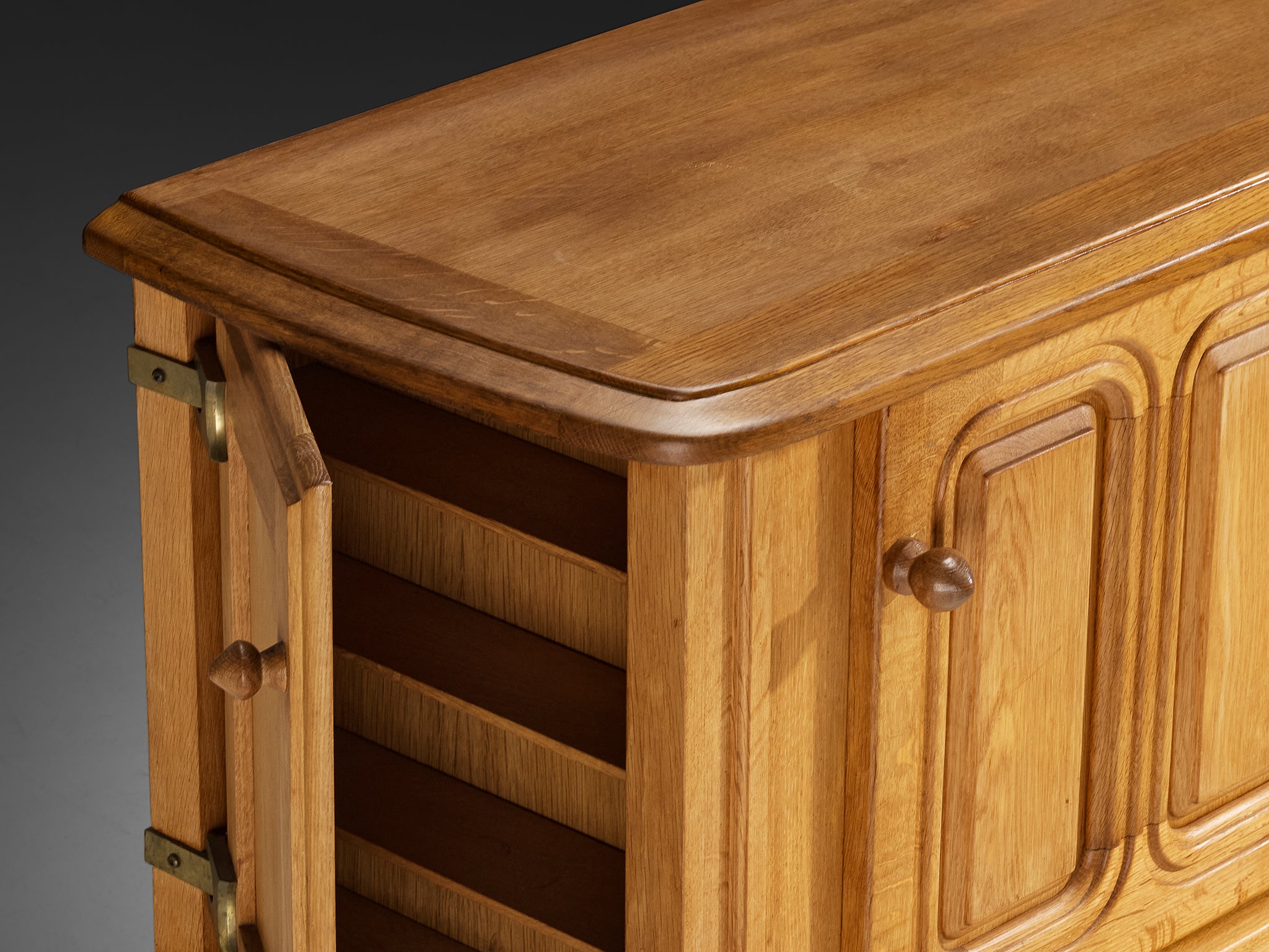 Guillerme & Chambron Sideboard in Oak and Brass Case pieces and storage cabinets Morentz