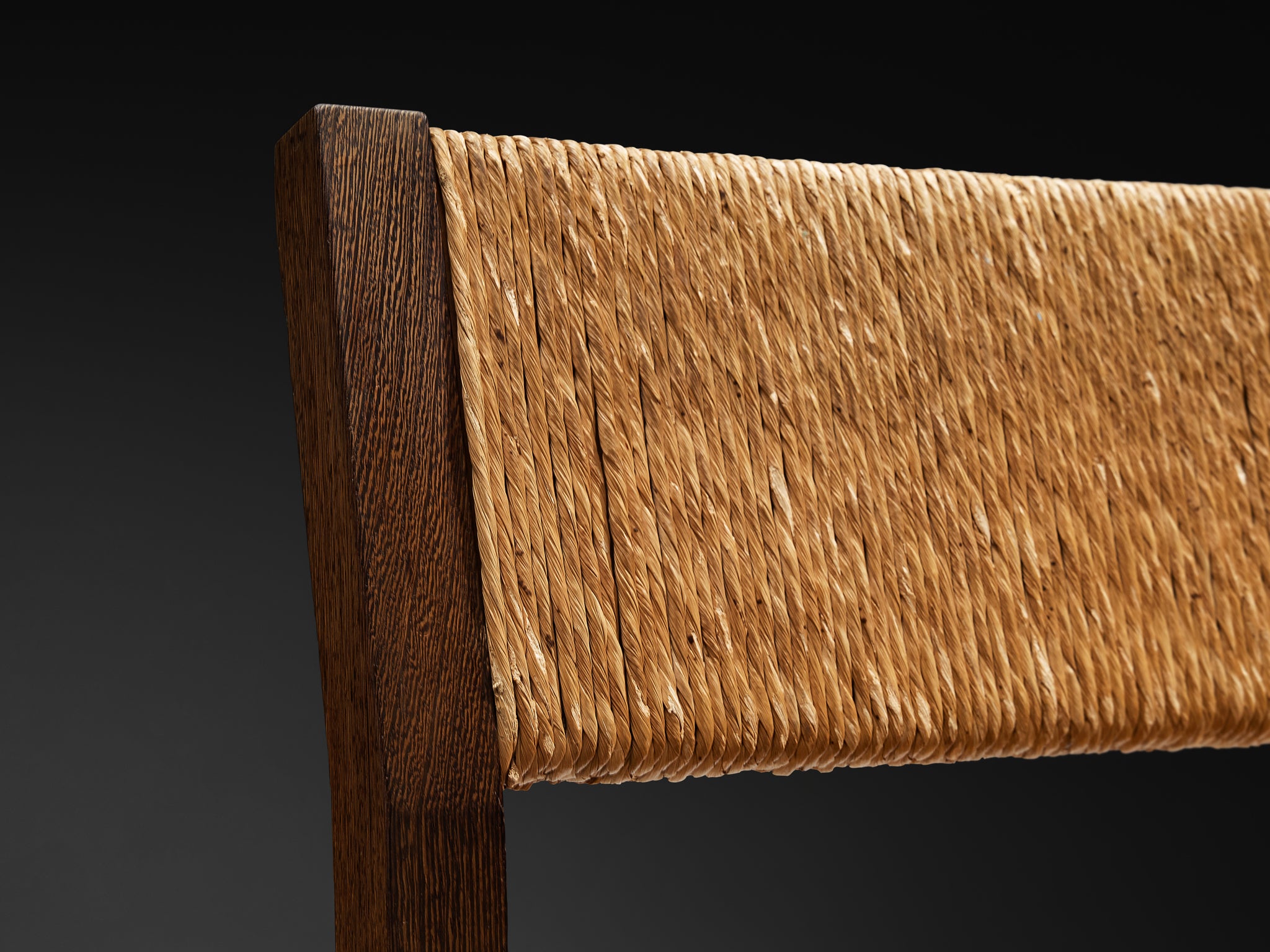 Martin Visser for 't Spectrum Set of Four Dining Chairs in Wenge and Straw Seating Morentz