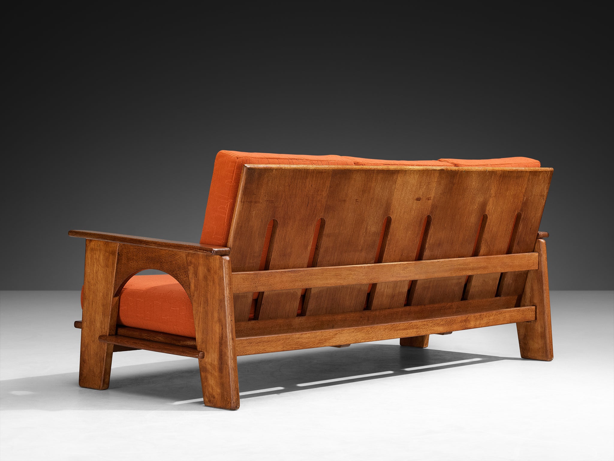 Bas Van Pelt for My Home Reclining Sofa in Oak and Red Upholstery Seating Morentz