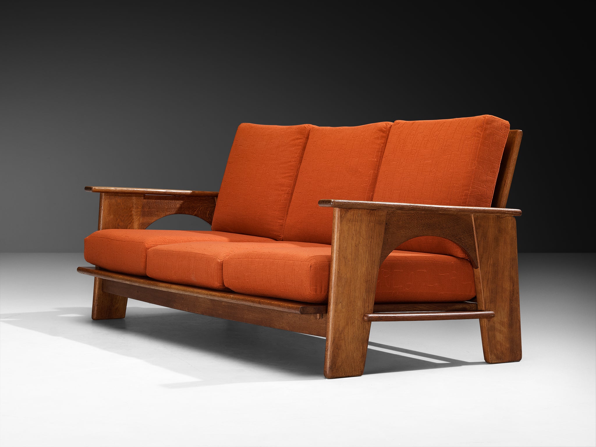 Bas Van Pelt for My Home Reclining Sofa in Oak and Red Upholstery Seating Morentz