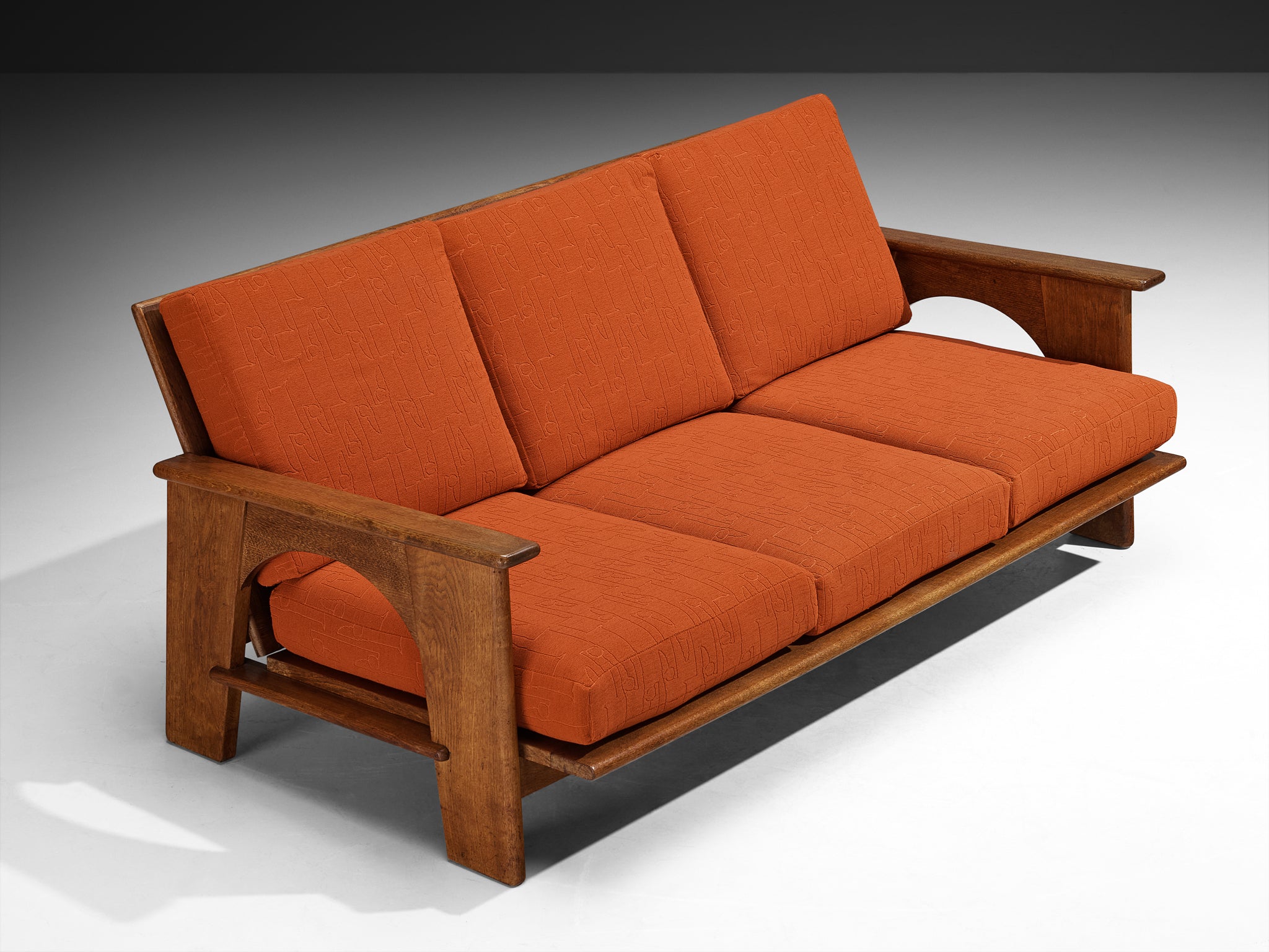 Bas Van Pelt for My Home Reclining Sofa in Oak and Red Upholstery Seating Morentz