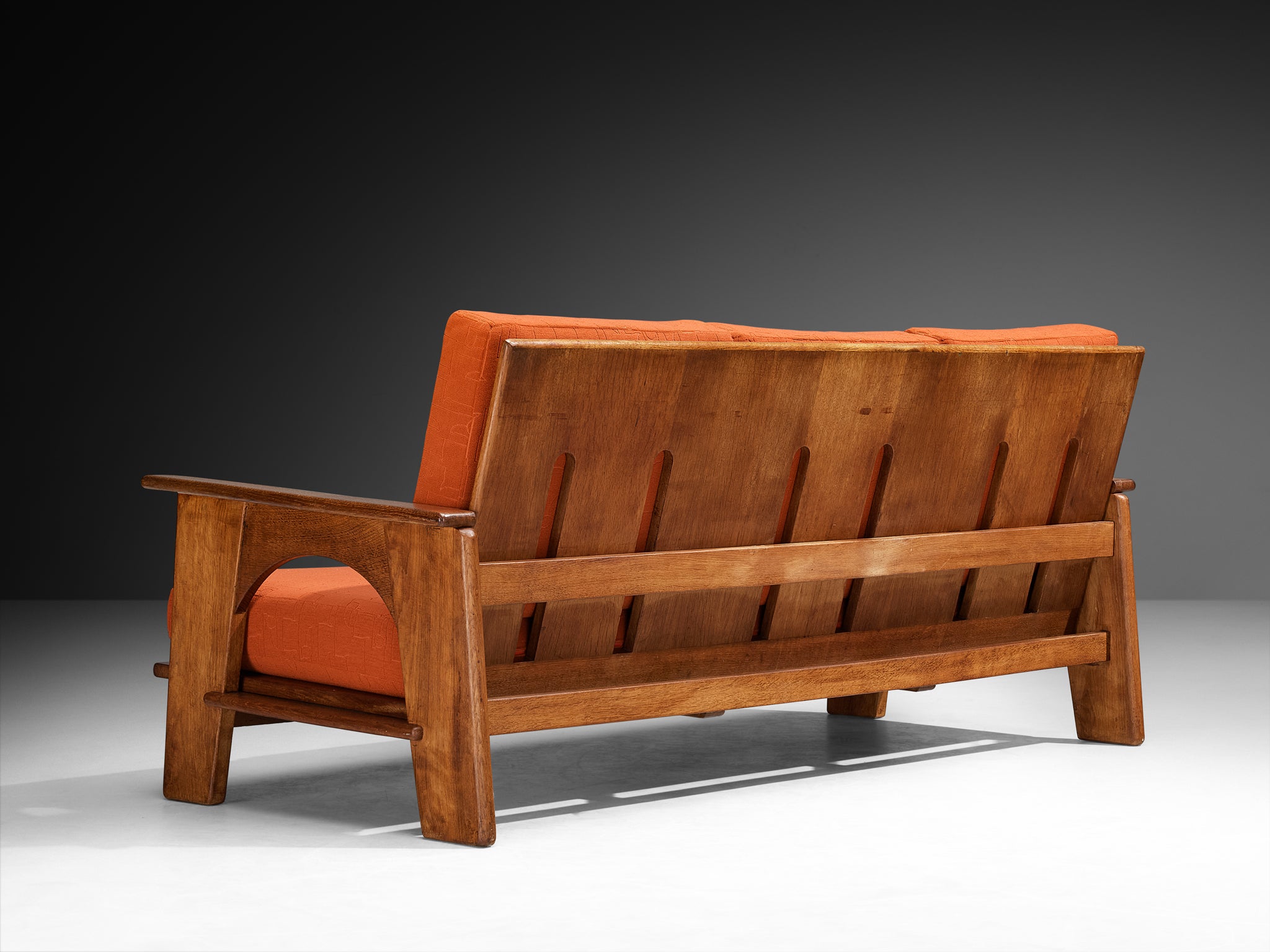 Bas Van Pelt for My Home Reclining Sofa in Oak and Red Upholstery Seating Morentz