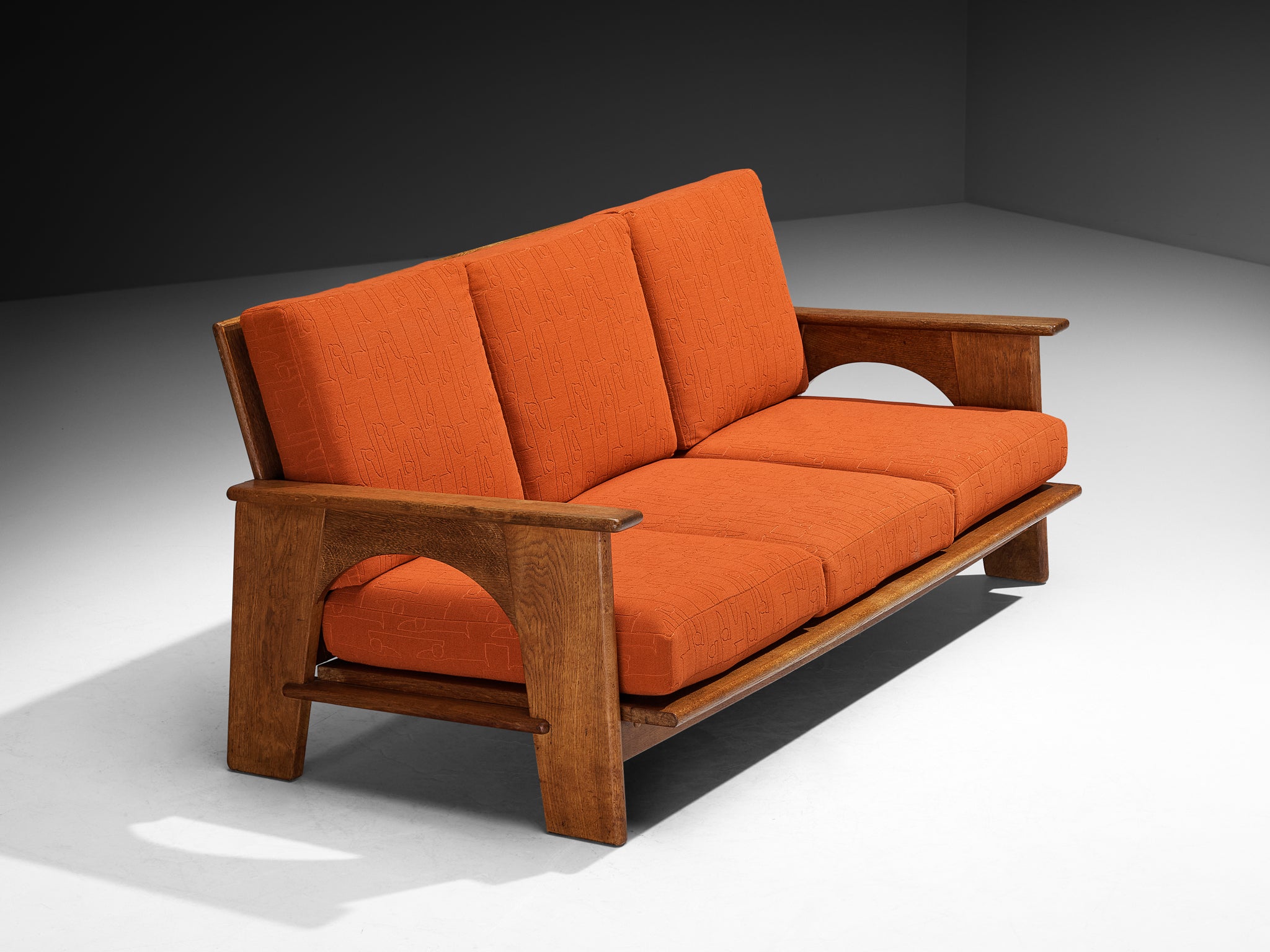 Bas Van Pelt for My Home Reclining Sofa in Oak and Red Upholstery Seating Morentz