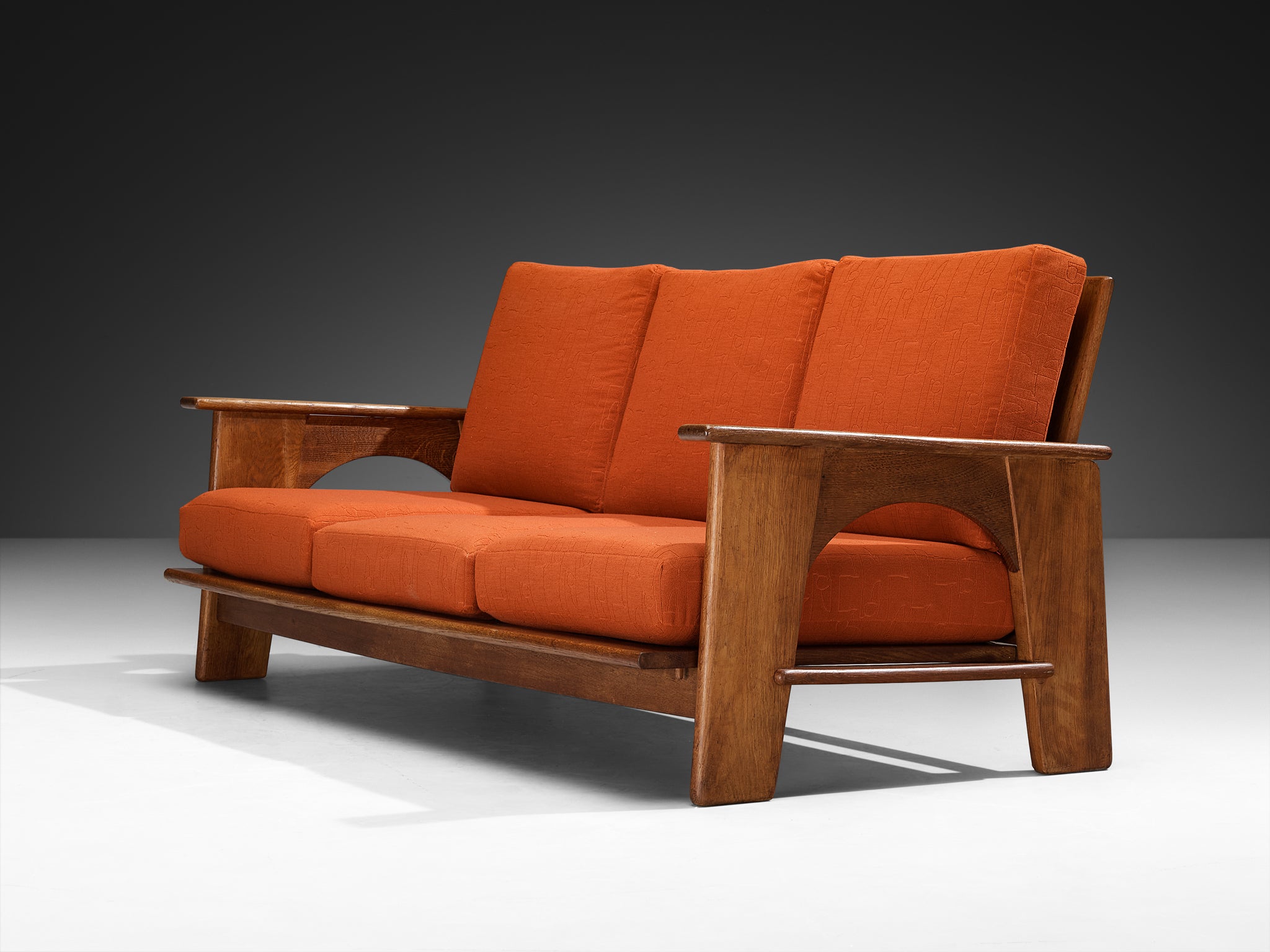 Bas Van Pelt for My Home Reclining Sofa in Oak and Red Upholstery Seating Morentz