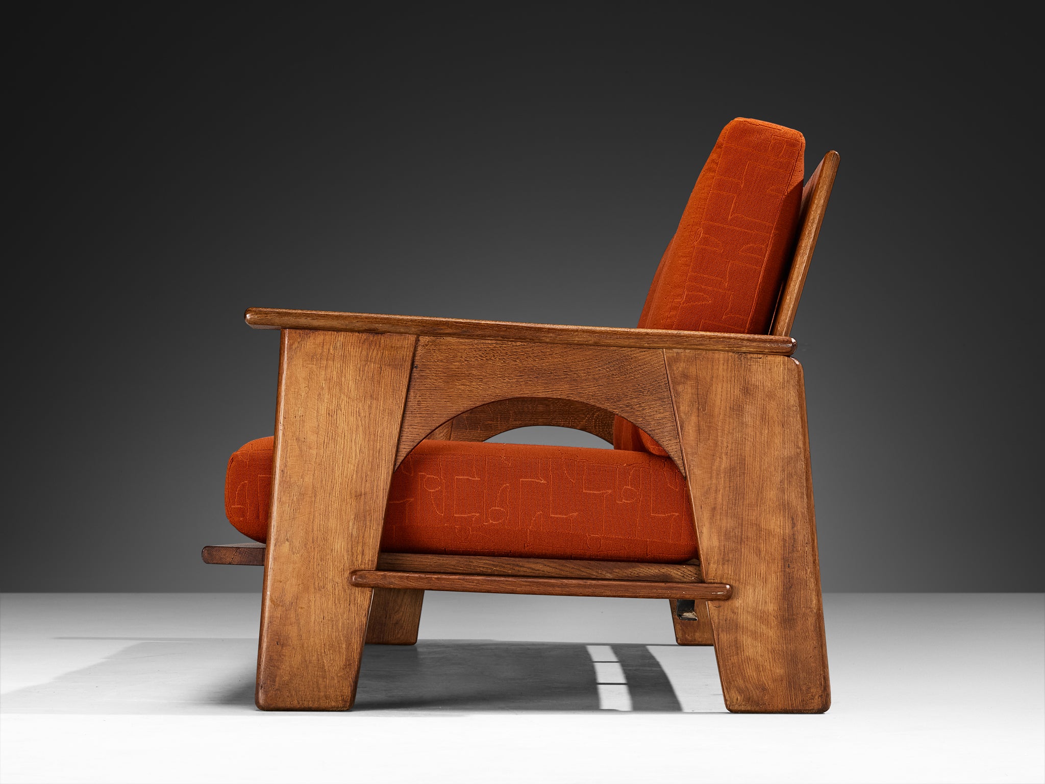 Bas Van Pelt for My Home Reclining Sofa in Oak and Red Upholstery Seating Morentz