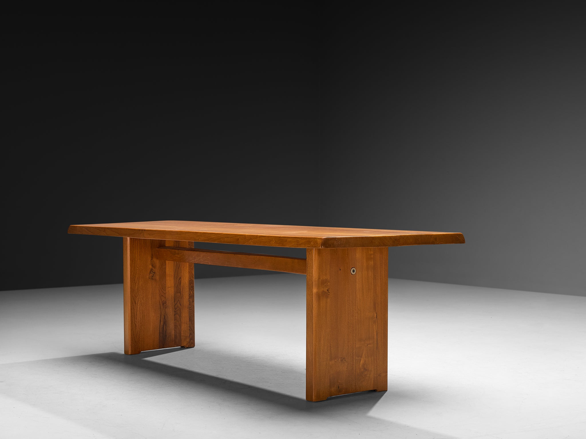 Early Pierre Chapo Dining Table 'T14D' in Solid Elm