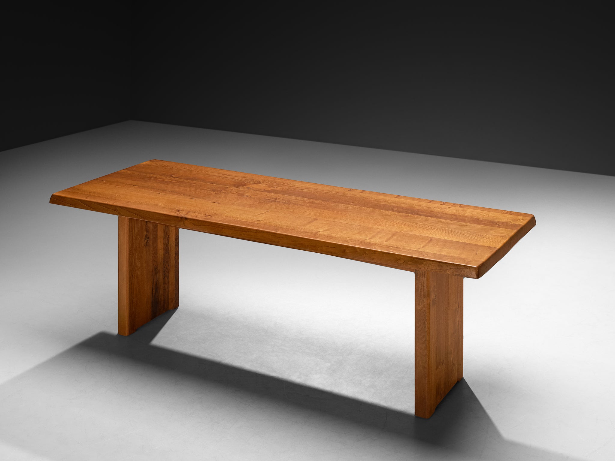 Early Pierre Chapo Dining Table 'T14D' in Solid Elm