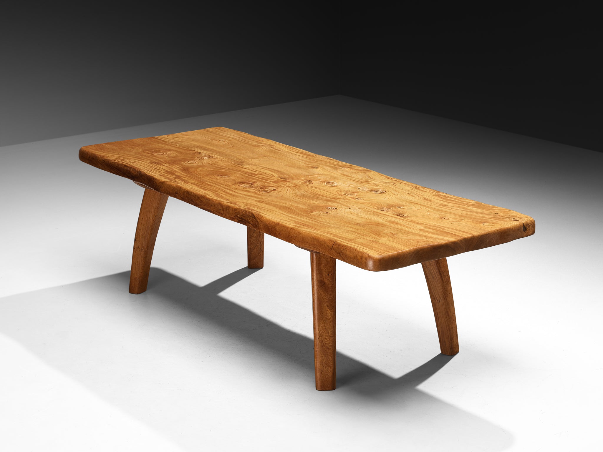 French Naturalistic Free Form Dining Table in Solid Elm Tables Morentz