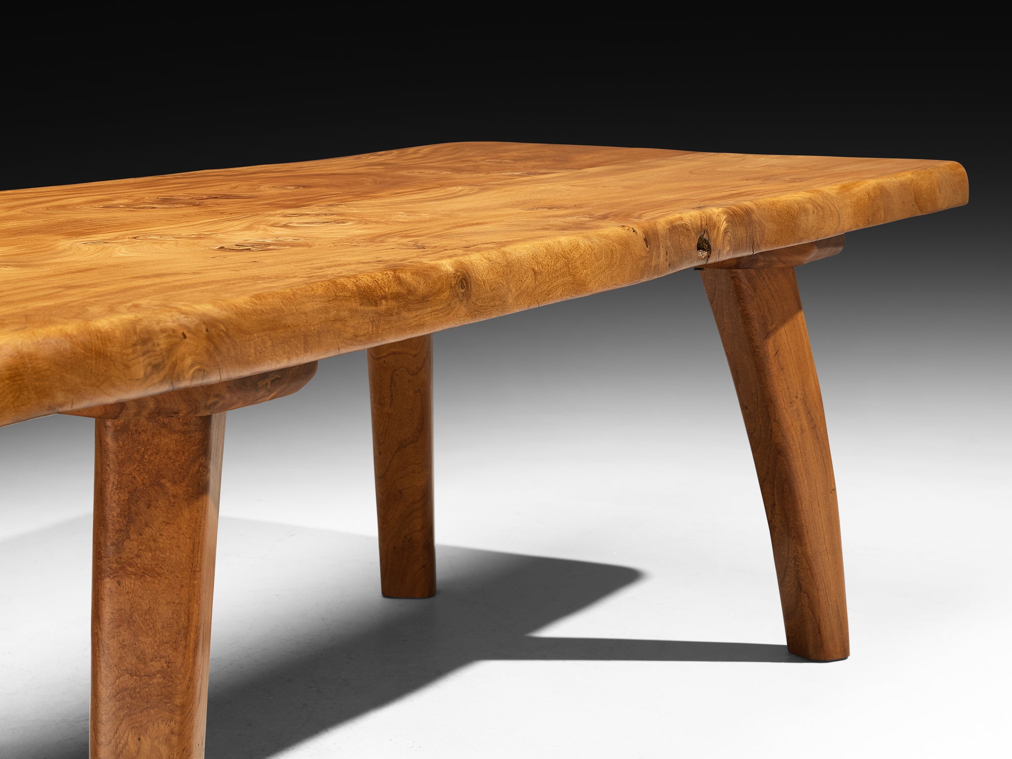 French Naturalistic Free Form Dining Table in Solid Elm Tables Morentz