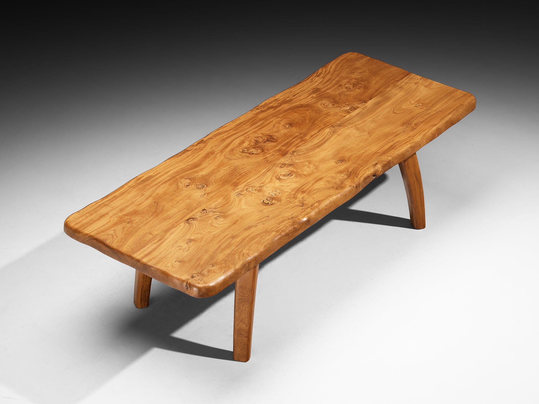 French Naturalistic Free Form Dining Table in Solid Elm