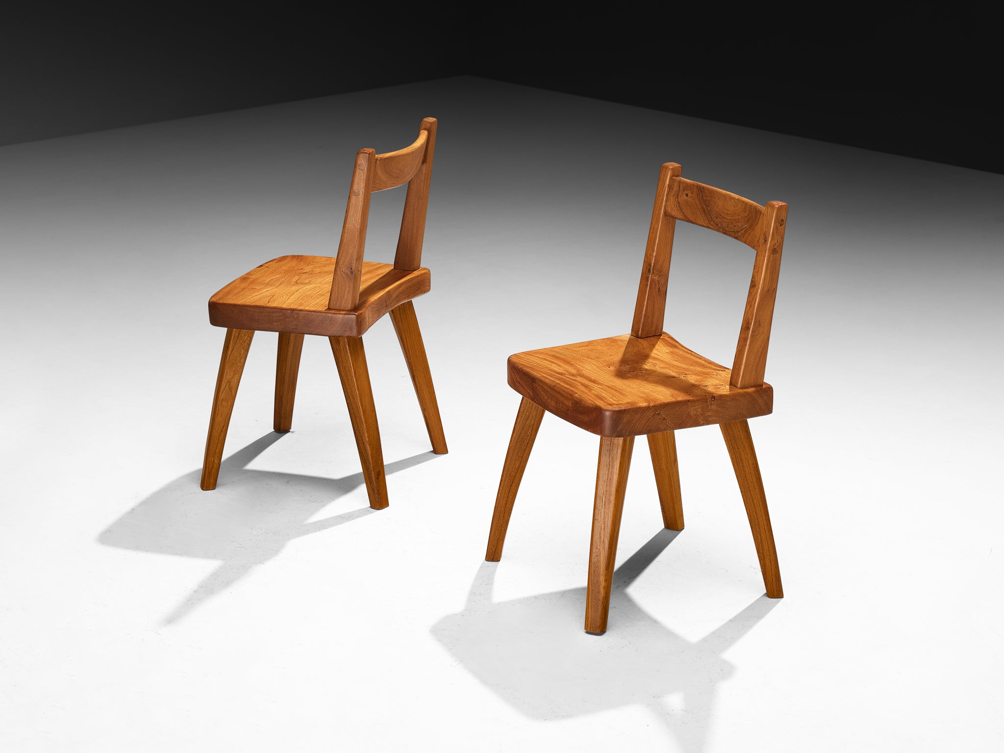 French Naturalistic Dining Chairs in Solid Elm Seating Morentz