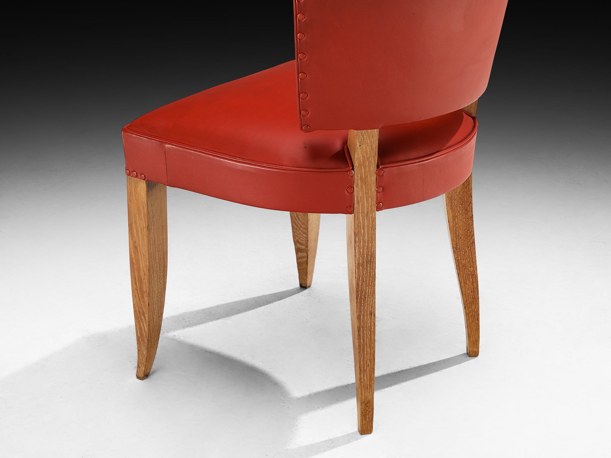 Francisque Chaleyssin French Art Deco Set of Six Dining Chairs in Cerused Oak Seating Morentz