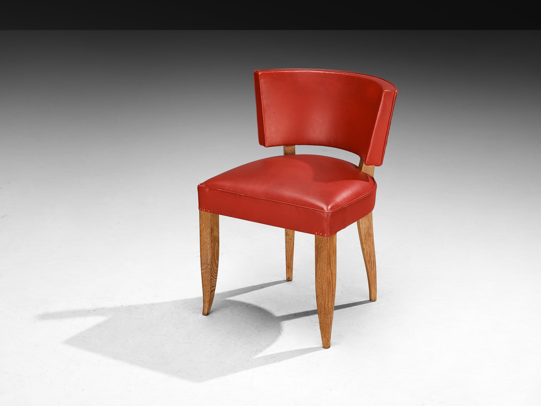 Francisque Chaleyssin French Art Deco Set of Six Dining Chairs in Cerused Oak Seating Morentz