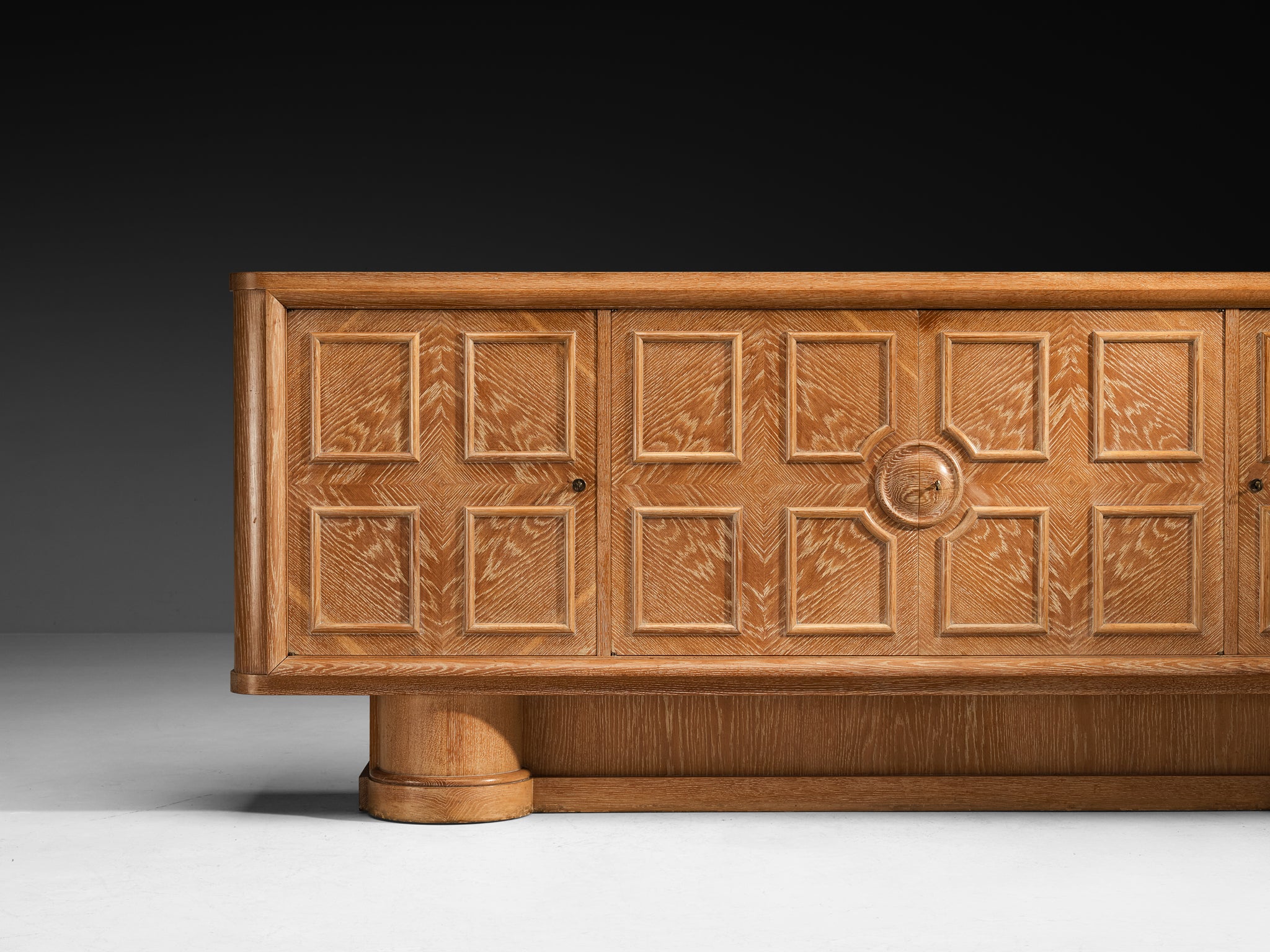 Francisque Chaleyssin French Art Deco Sideboard in Cerused Oak Case pieces and storage cabinets Morentz