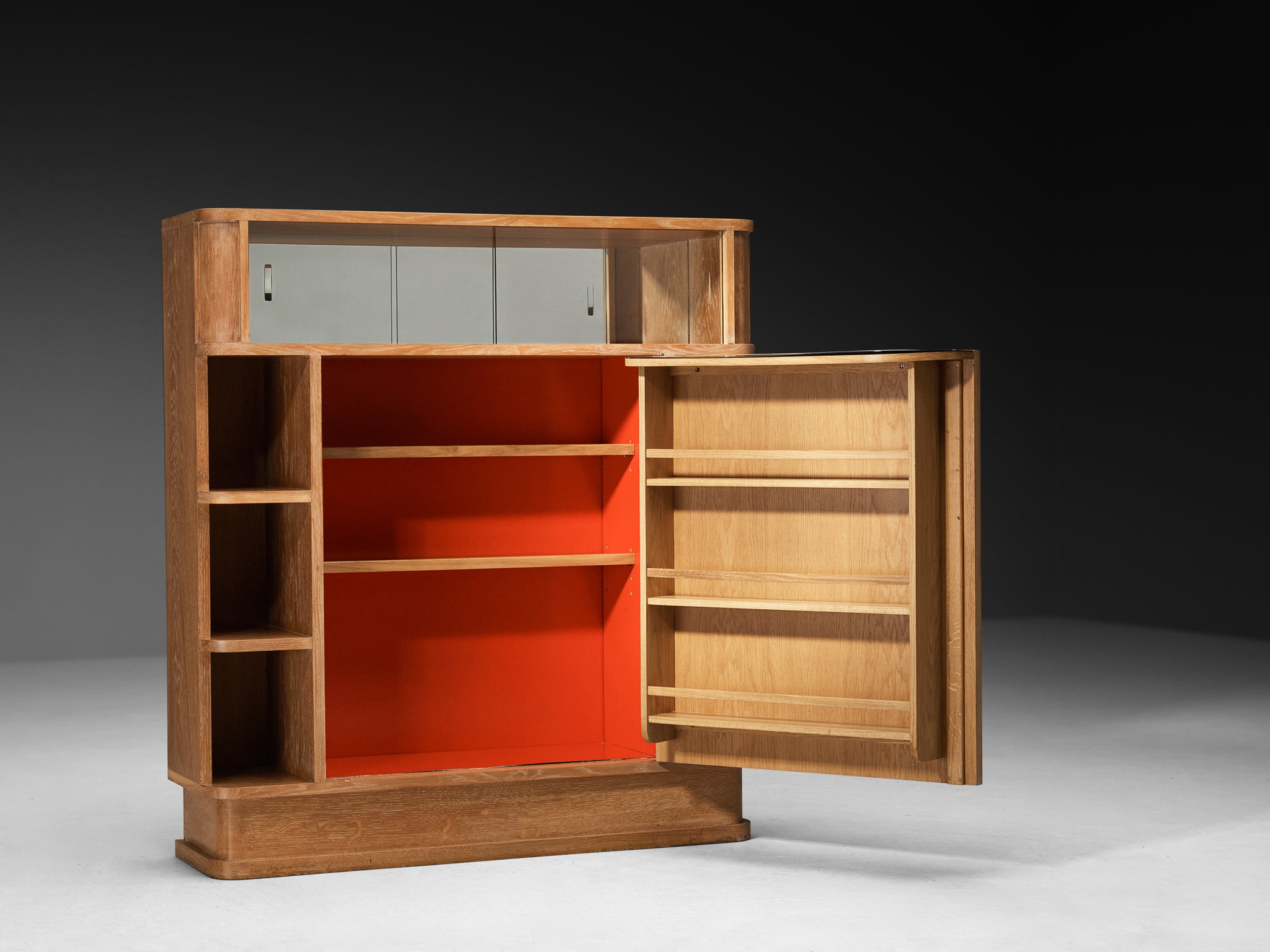 Francisque Chaleyssin French Art Deco Cabinet in Cerused Oak Case pieces and storage cabinets Morentz