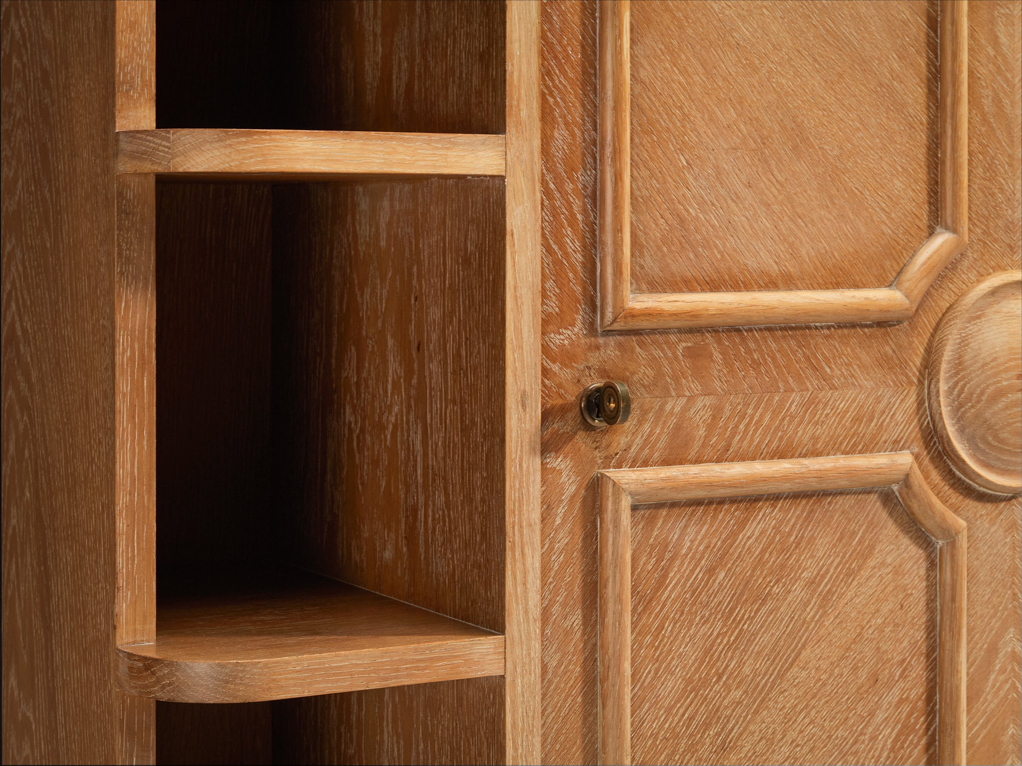 Francisque Chaleyssin French Art Deco Cabinet in Cerused Oak Case pieces and storage cabinets Morentz
