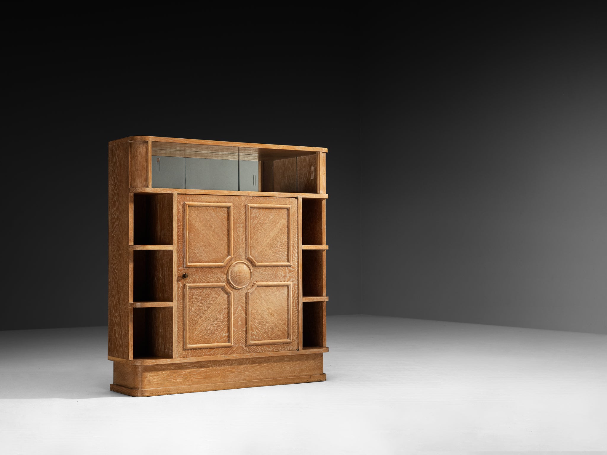 Francisque Chaleyssin French Art Deco Cabinet in Cerused Oak Case pieces and storage cabinets Morentz
