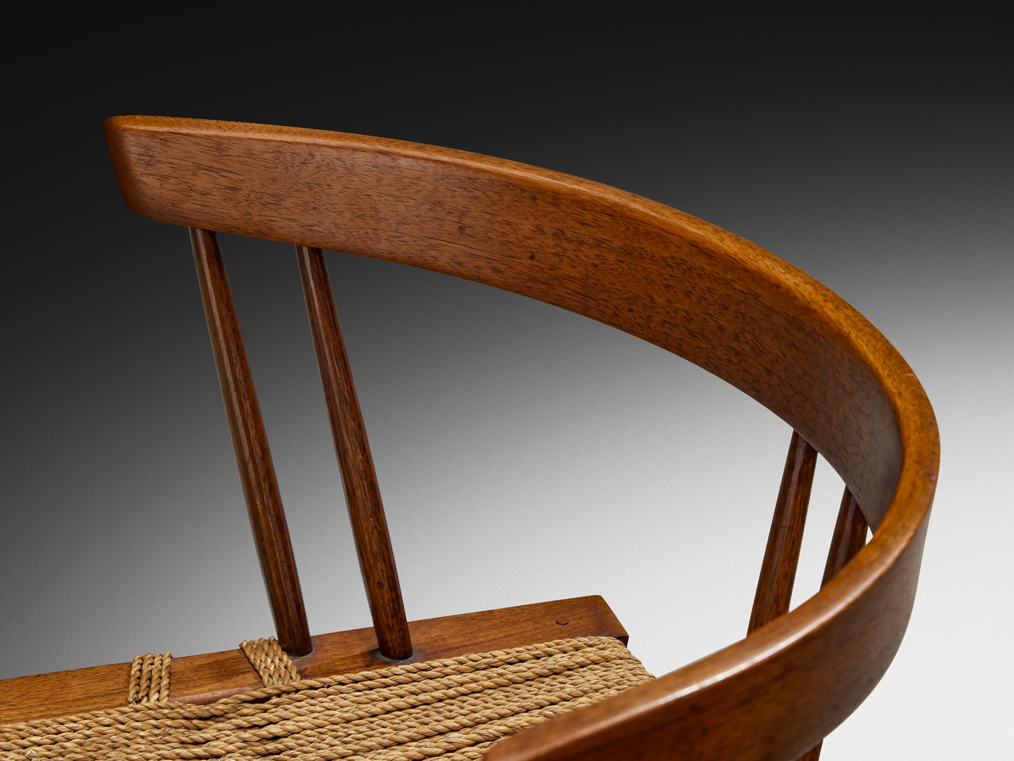Exceptionally Rare Set of Eight George Nakashima 'Grass-seated Chairs' in American Black Walnut Seating Morentz
