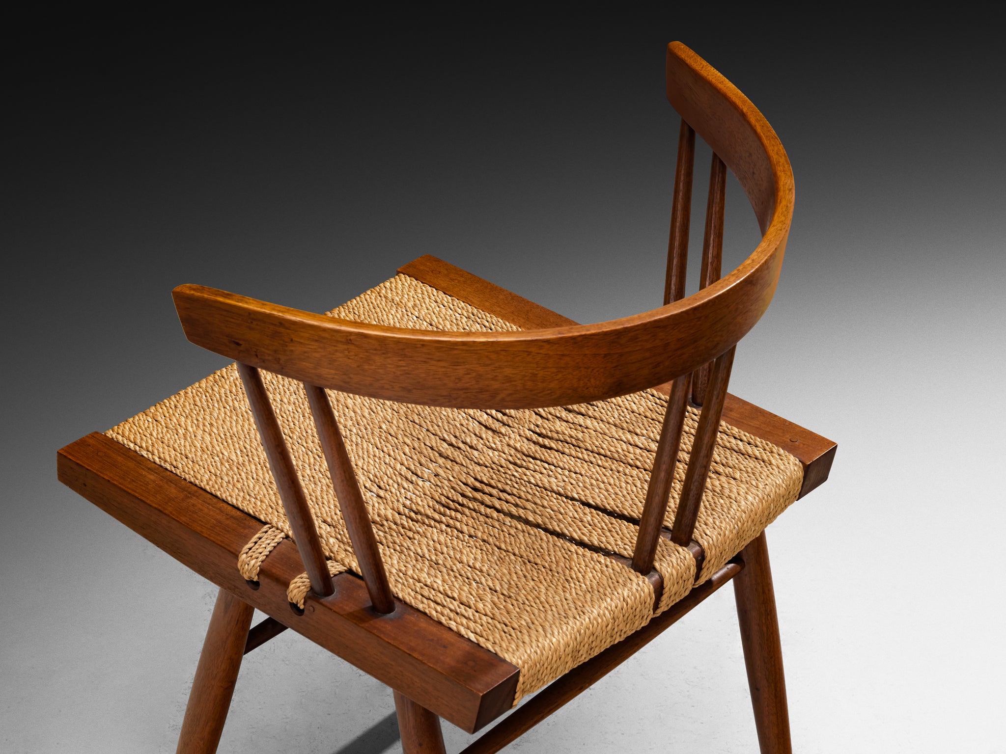 Exceptionally Rare Set of Eight George Nakashima 'Grass-seated Chairs' in American Black Walnut Seating Morentz