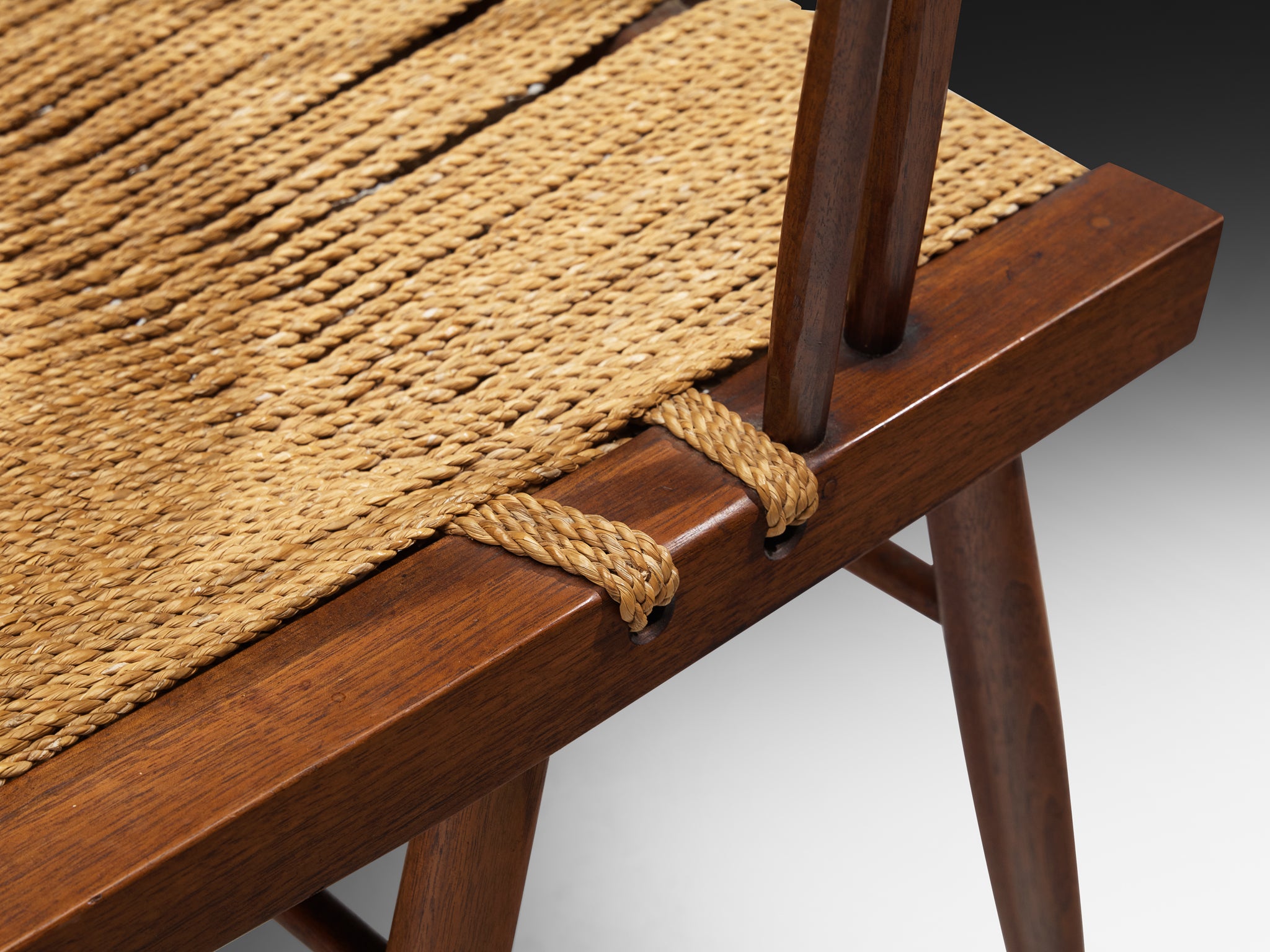 Exceptionally Rare Set of Eight George Nakashima 'Grass-seated Chairs' in American Black Walnut Seating Morentz