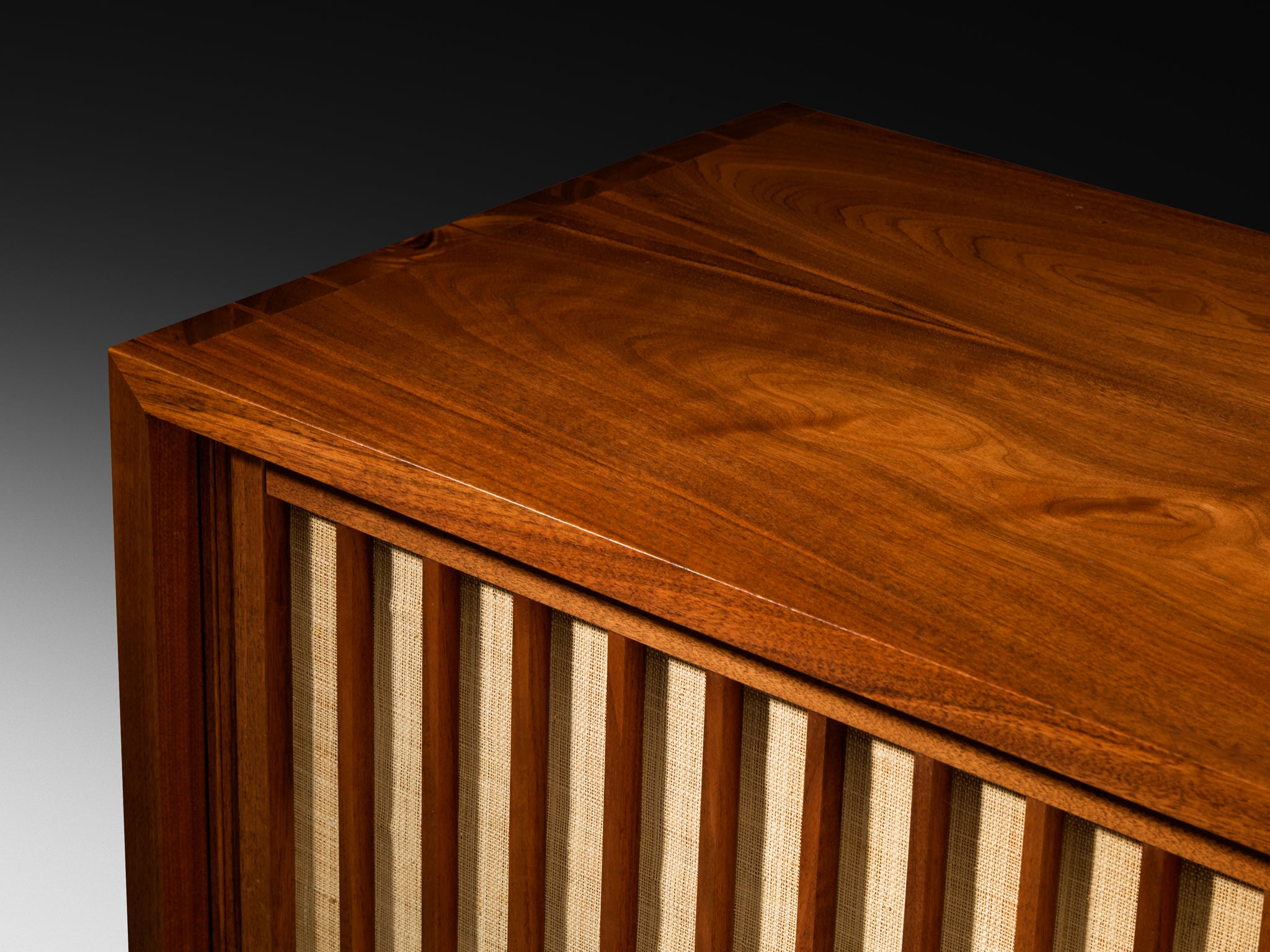 George Nakashima Double Sliding-Door Cabinet in Walnut and Pandanus Cl