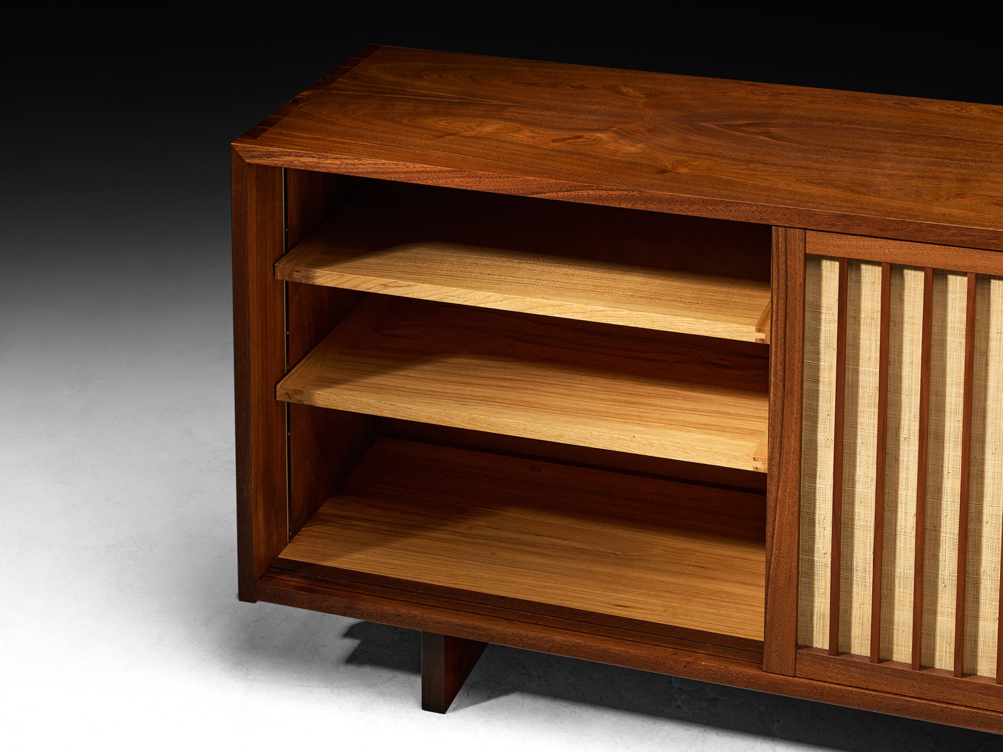 George Nakashima Double Sliding-Door Cabinet in Walnut and Pandanus Cl