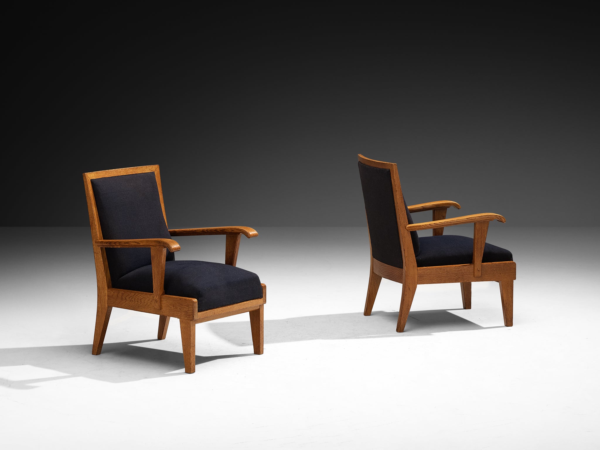 Pair of Hague School H. Pander & Zonen Lounge Chairs in Solid Oak Seating Morentz