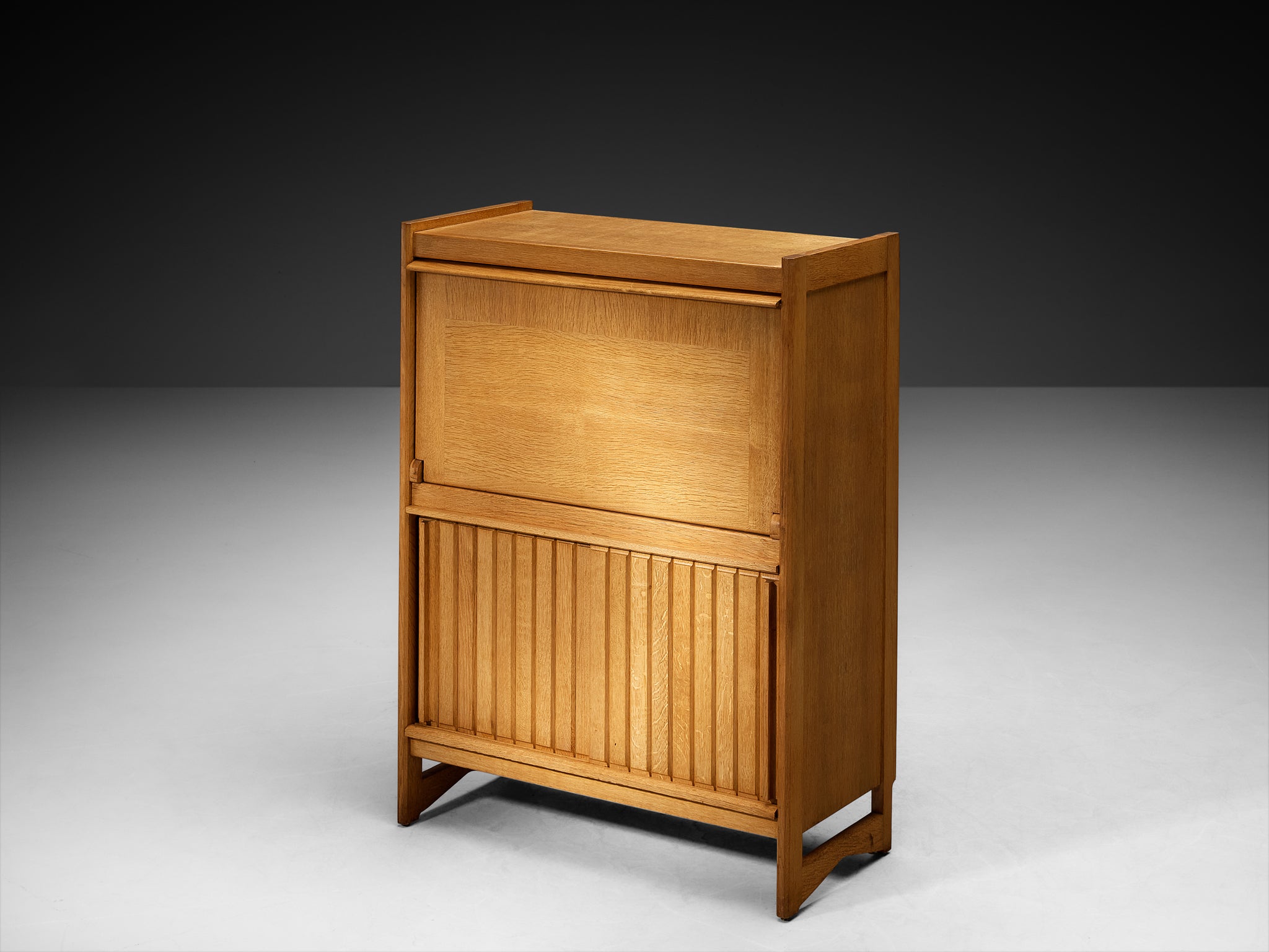 Guillerme & Chambron Cabinet with Secretaire in Solid Oak Case pieces and storage cabinets Morentz