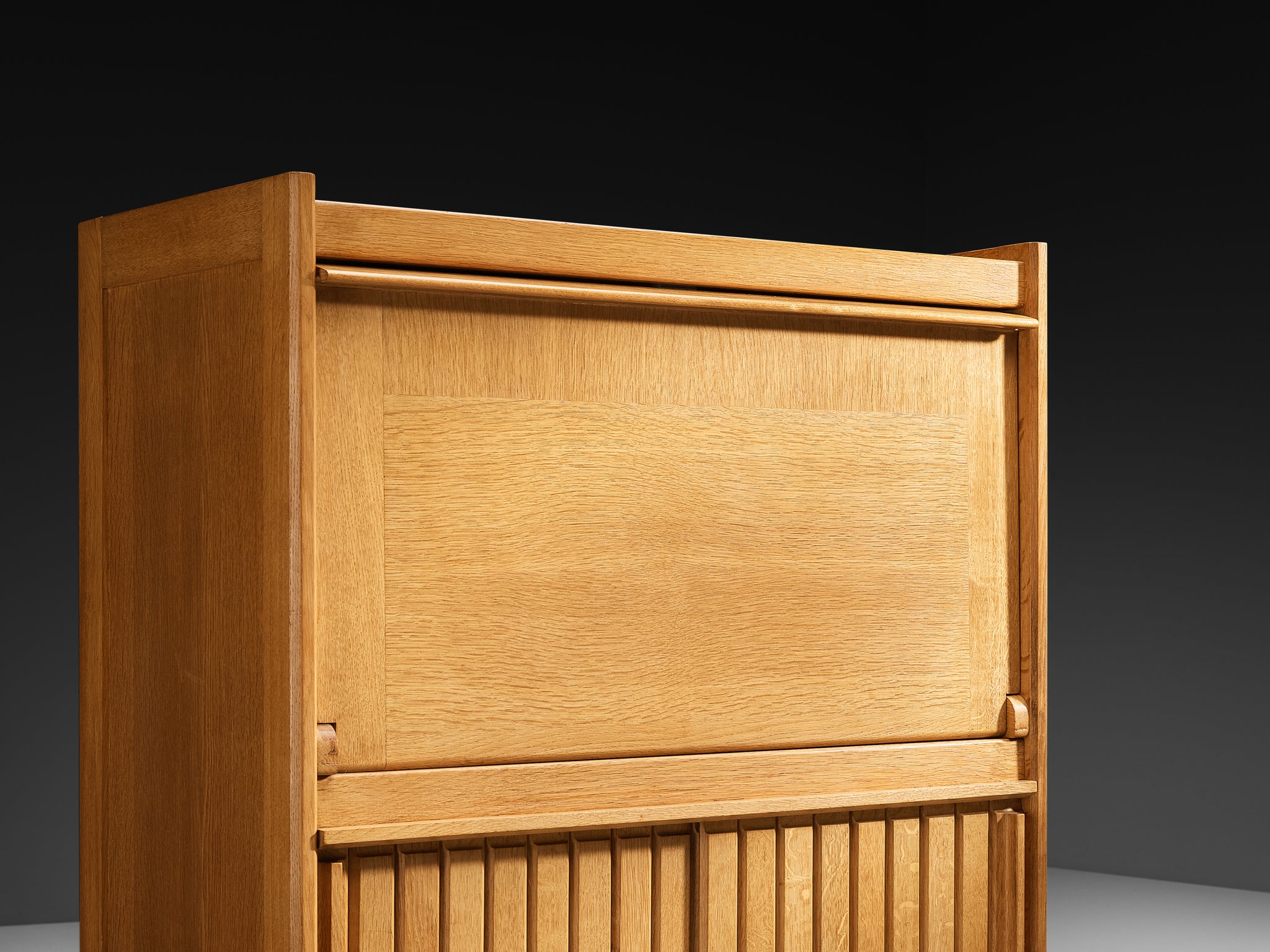 Guillerme & Chambron Cabinet with Secretaire in Solid Oak Case pieces and storage cabinets Morentz