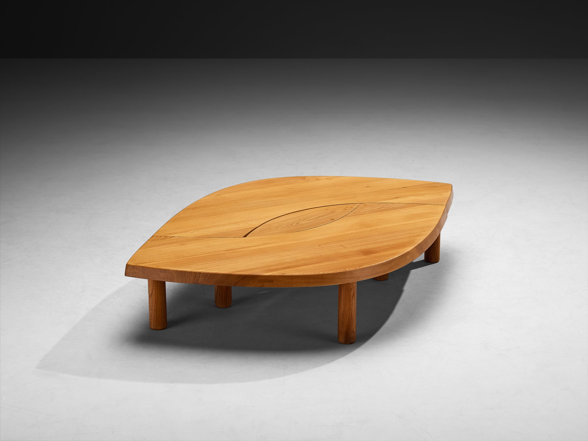 Early Pierre Chapo Large Coffee Table 'L'oeil' in Solid Elm T22C Tables Morentz