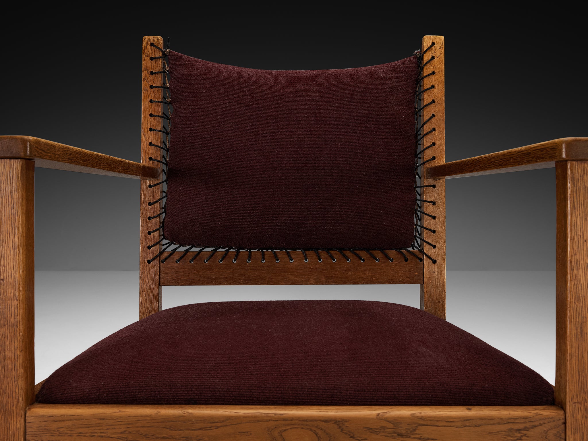 L.O.V. Oosterbeek Dutch Art Deco Armchair in Solid Oak Seating Morentz