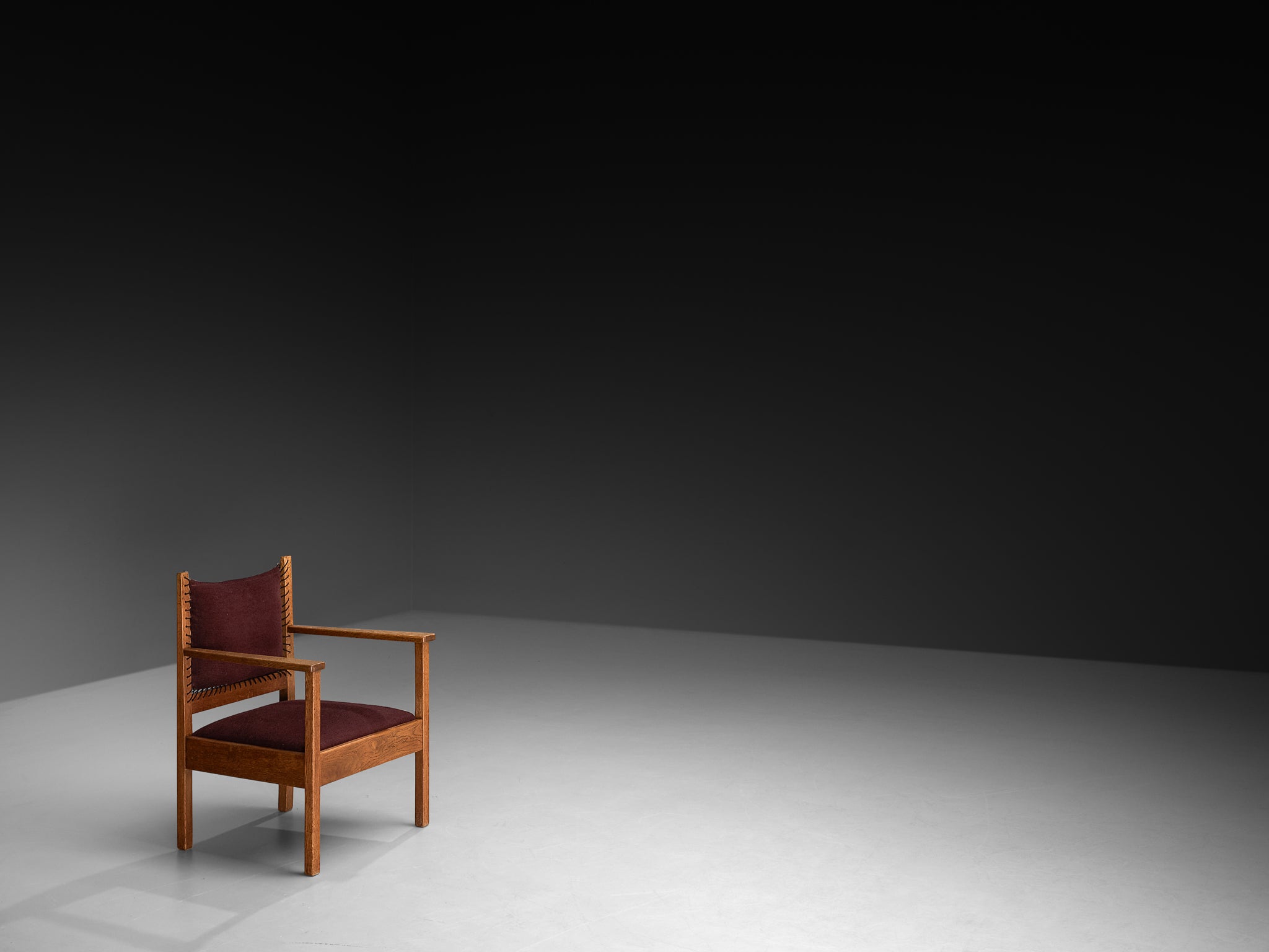 L.O.V. Oosterbeek Dutch Art Deco Armchair in Solid Oak Seating Morentz