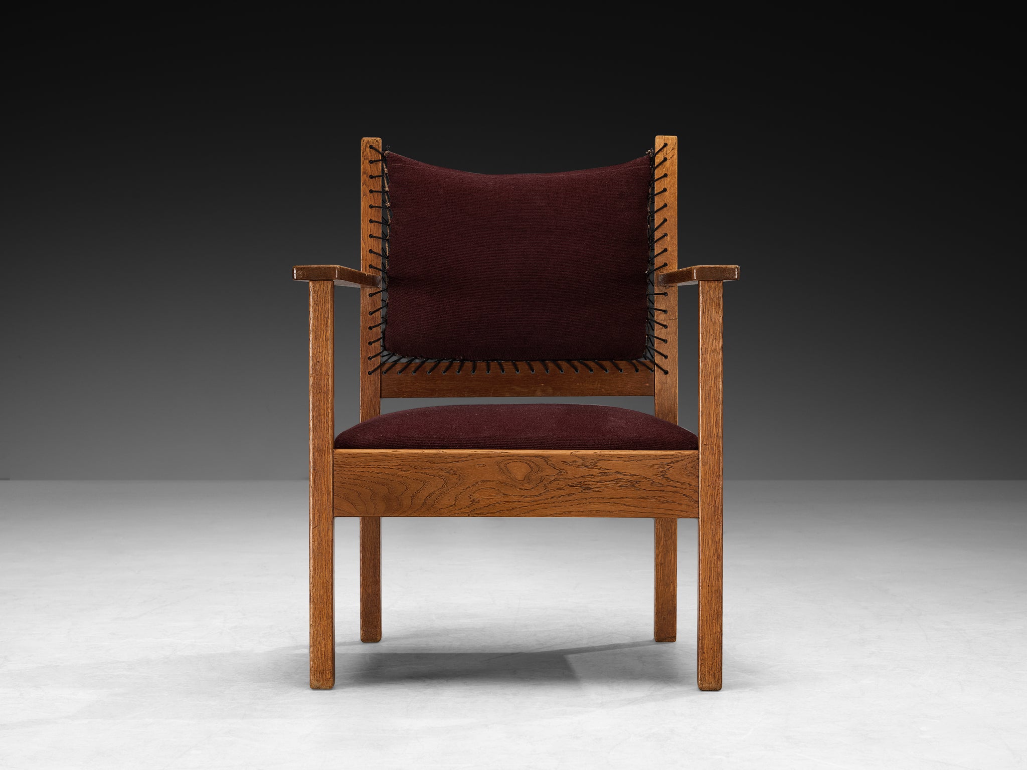 L.O.V. Oosterbeek Dutch Art Deco Armchair in Solid Oak Seating Morentz